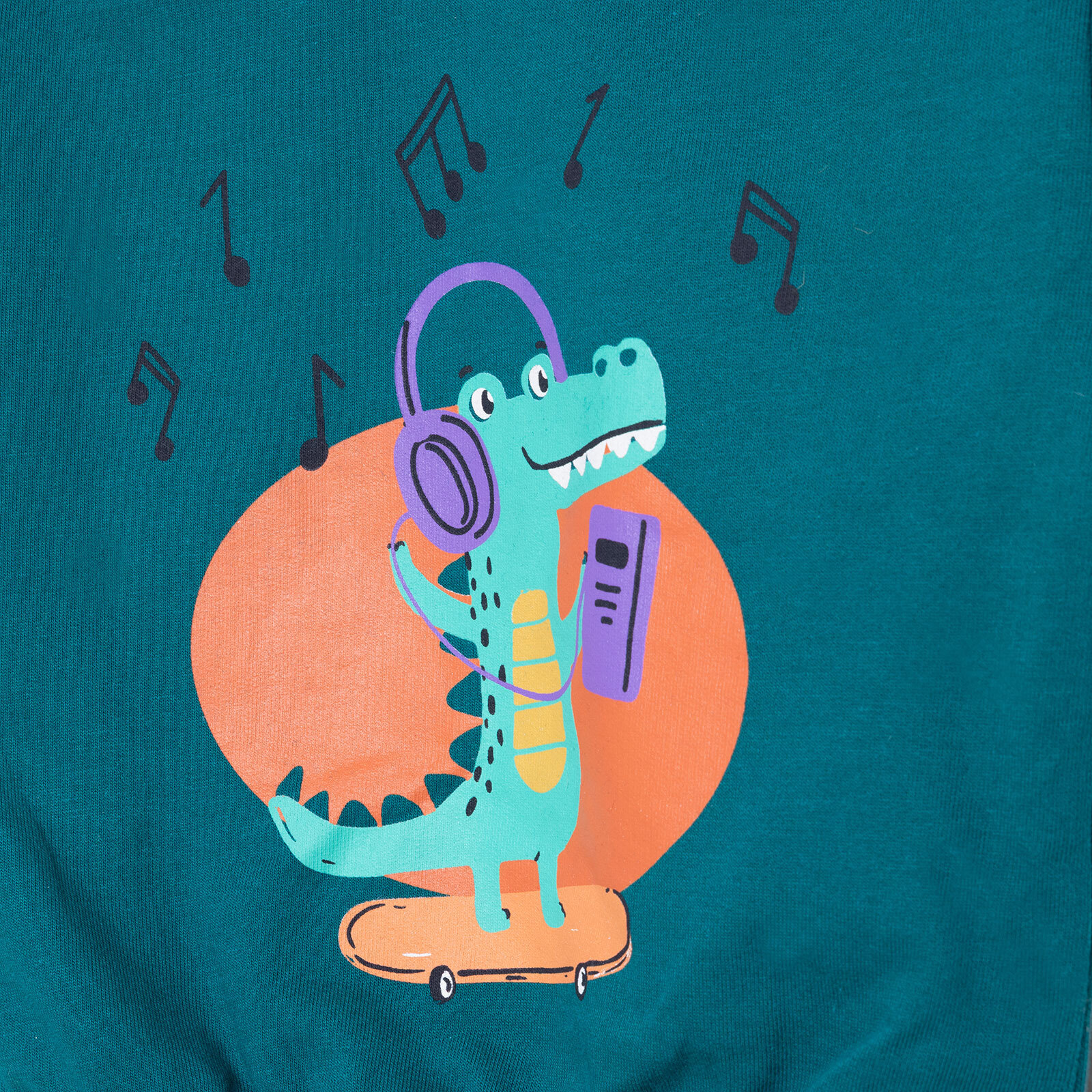 Müzikli Dinazor Baskılı Sweatshirt Erkek Bebek