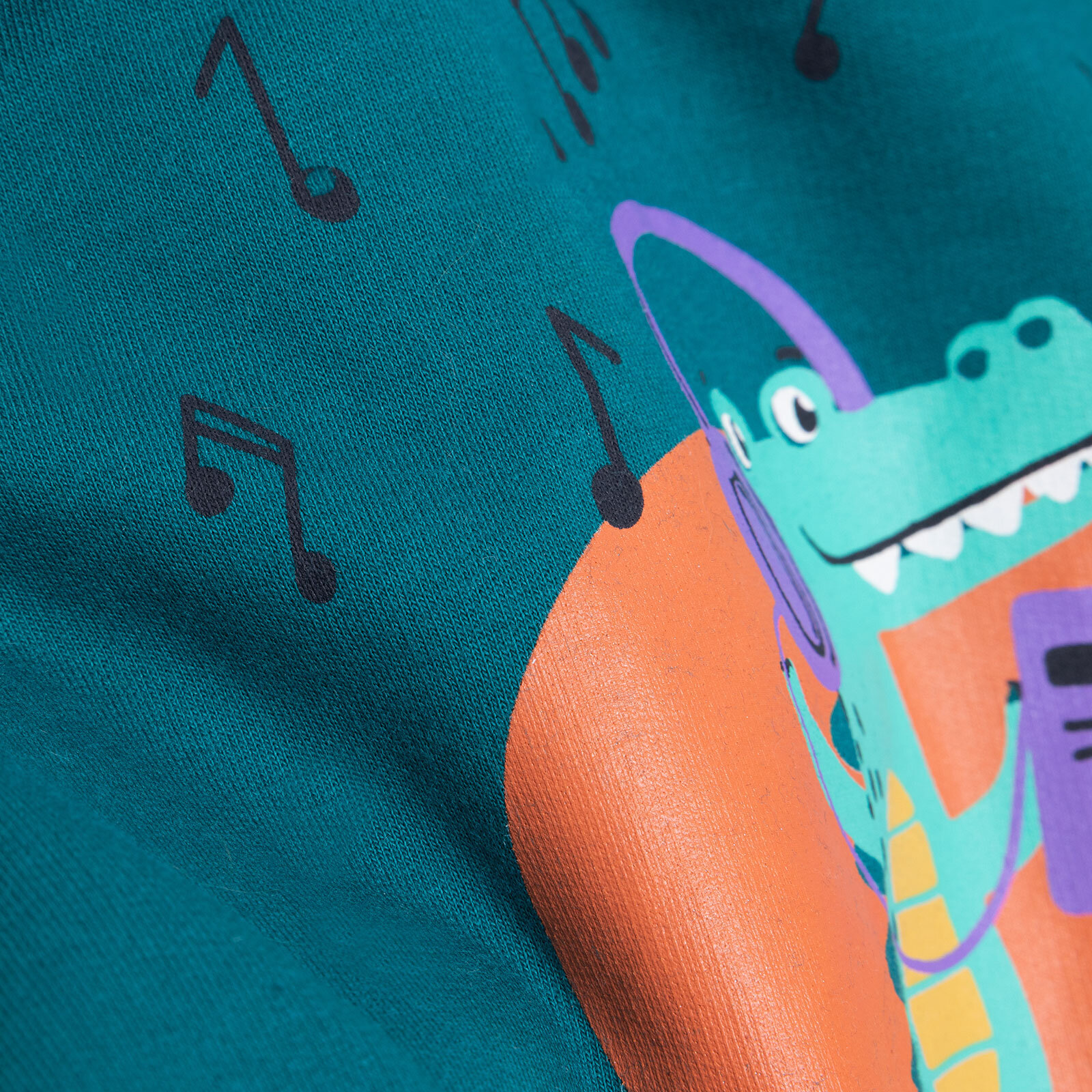 Müzikli Dinazor Baskılı Sweatshirt Erkek Bebek