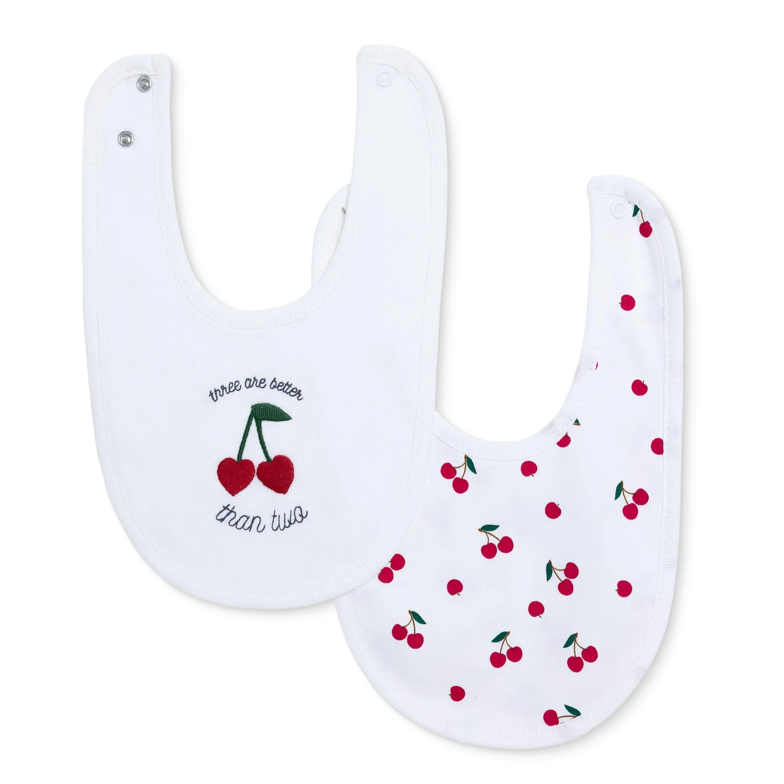 Nakışlı Penye Mama Önlük 2'li -Kiraz