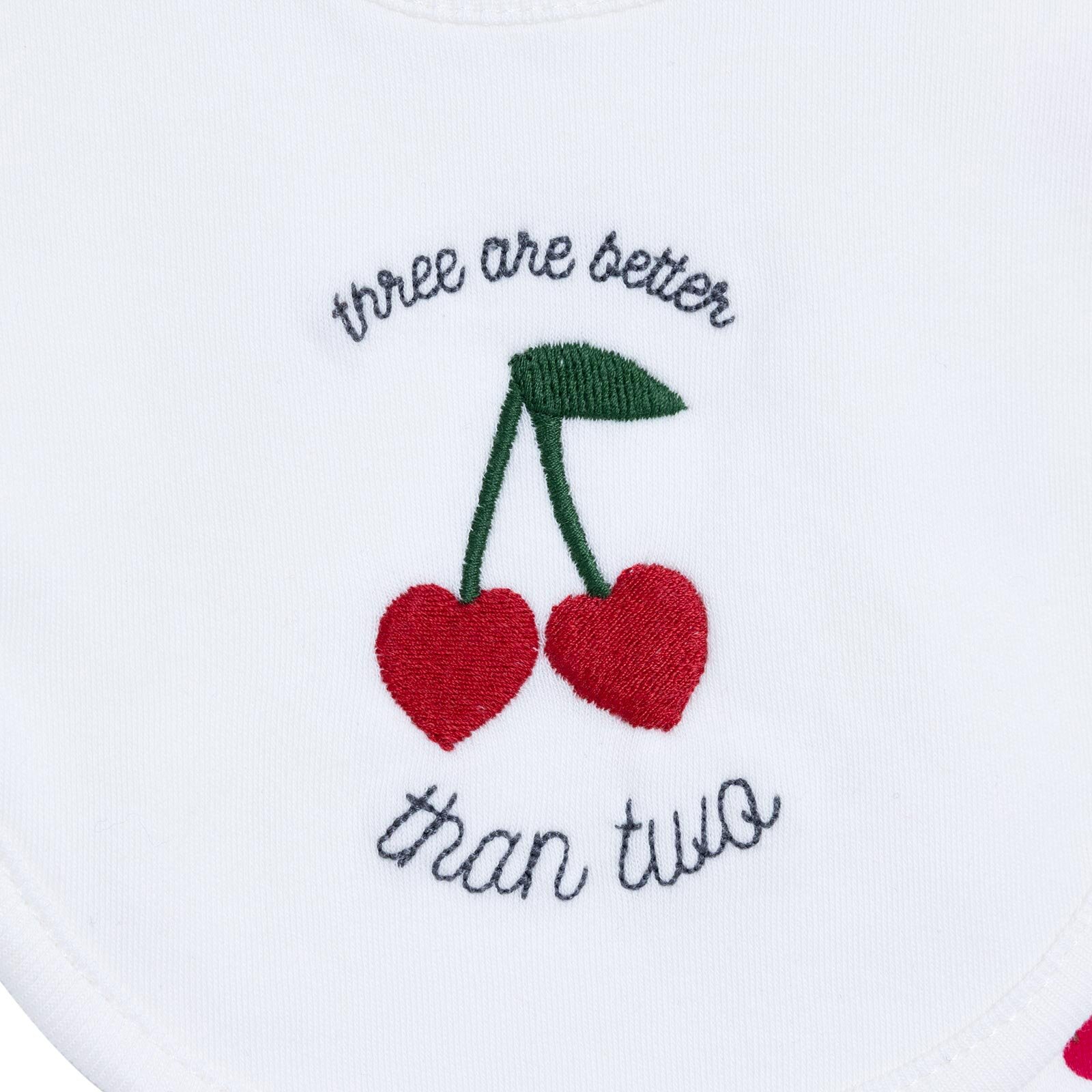 Nakışlı Penye Mama Önlük 2'li -Kiraz