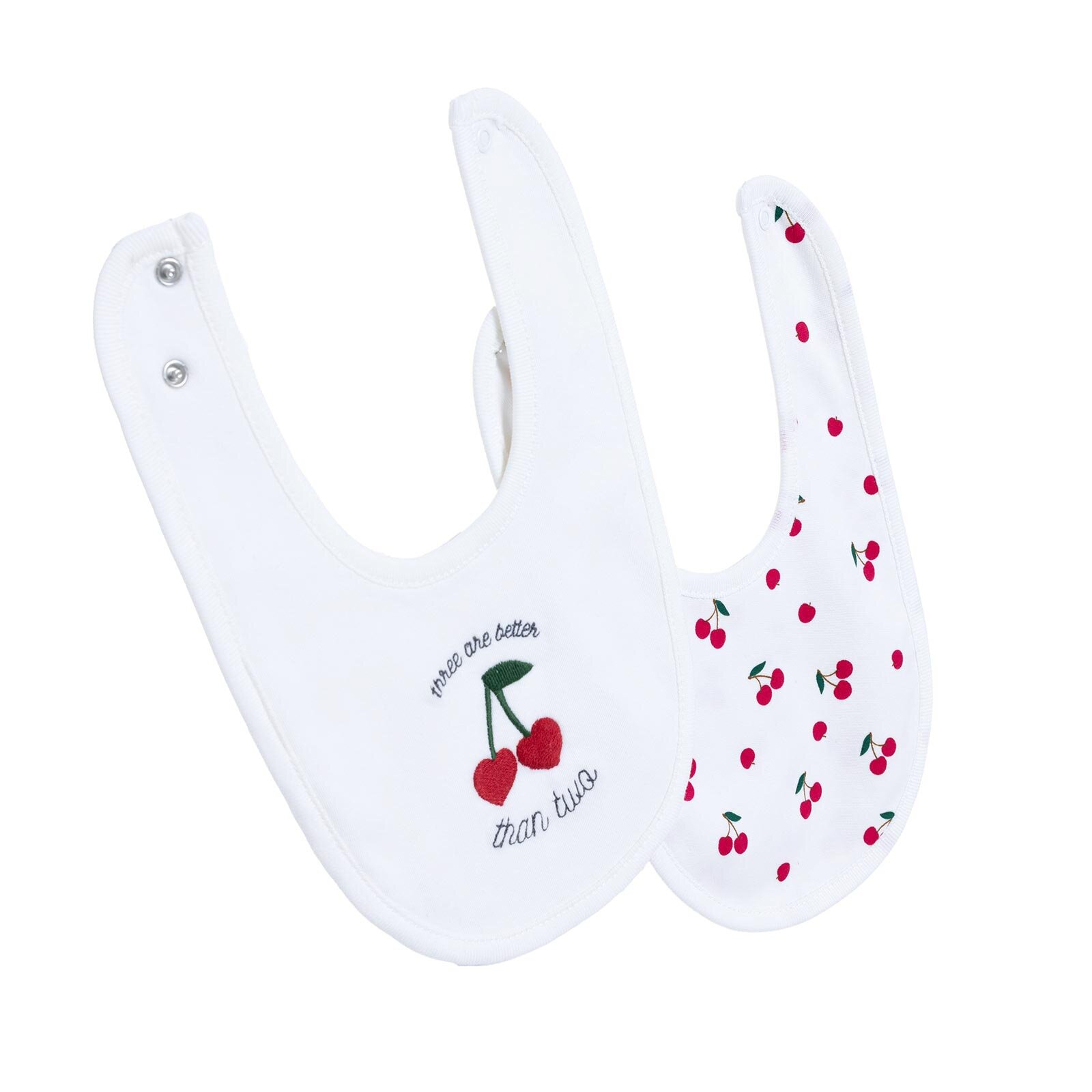 Nakışlı Penye Mama Önlük 2'li -Kiraz