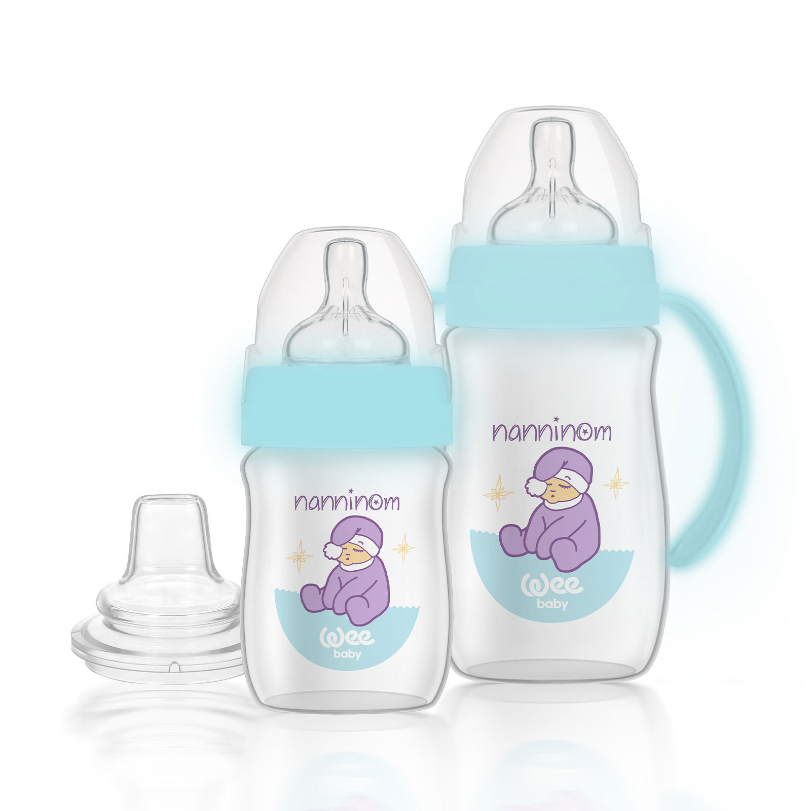 Nanninom Biberon 150 ml + Kulplu Biberon 250 ml + Akıtmaz Bardak Ucu Seti