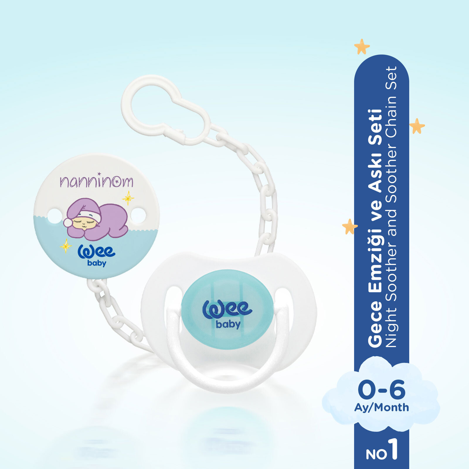 Nanninom Gece Emziği ve Emzik Askısı Seti Nanninom Gece Emziği ve Emzik Askısı Seti