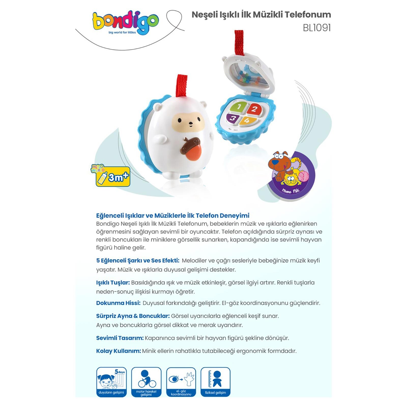 Neşeli Işıklı İlk Müzikli Telefonum