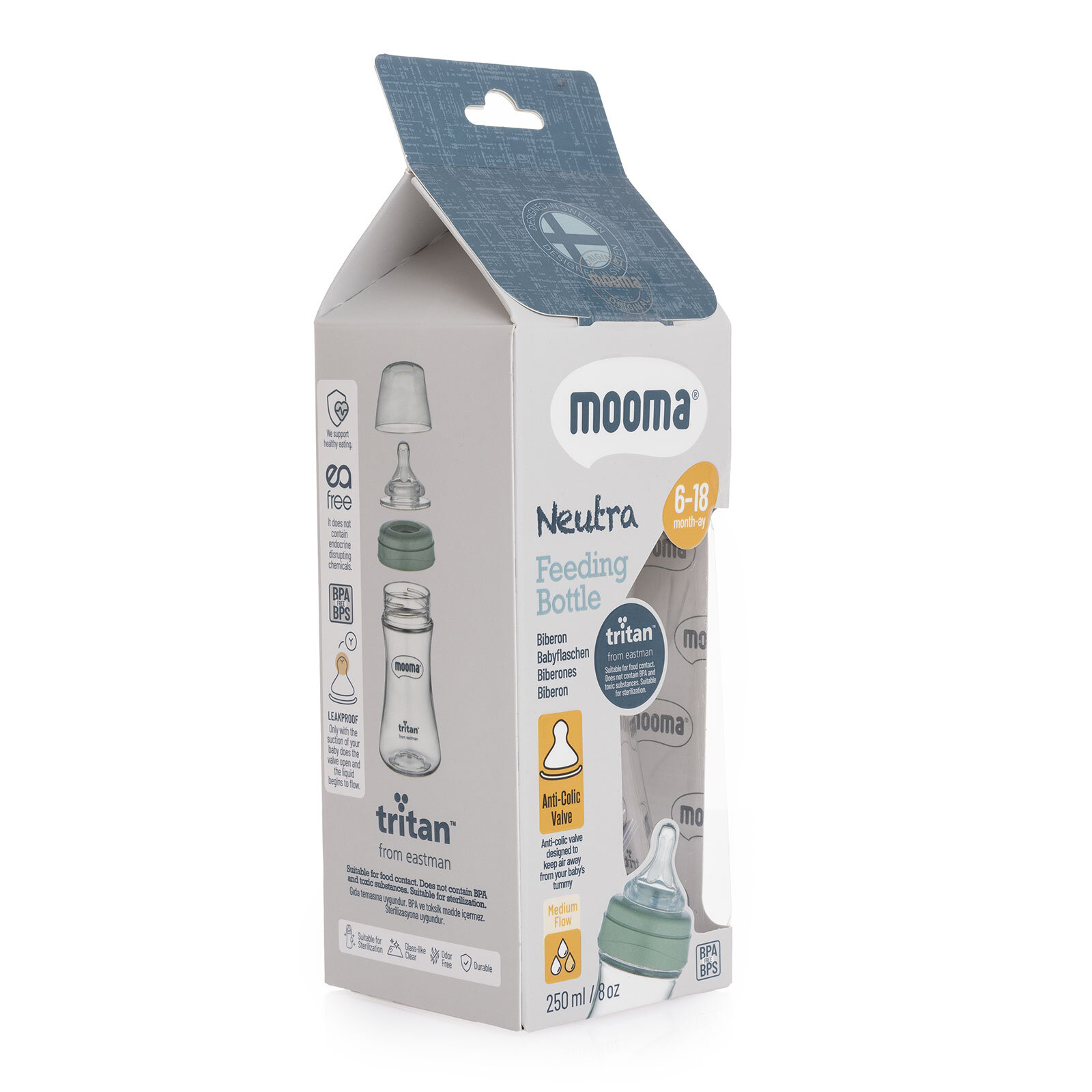 Neutra Tritan Biberon 250 ml 6-18 Ay Orta Akış Çağla Yeşili Neutra Tritan Biberon 250 ml 6-18 Ay Orta Akış Çağla Yeşili