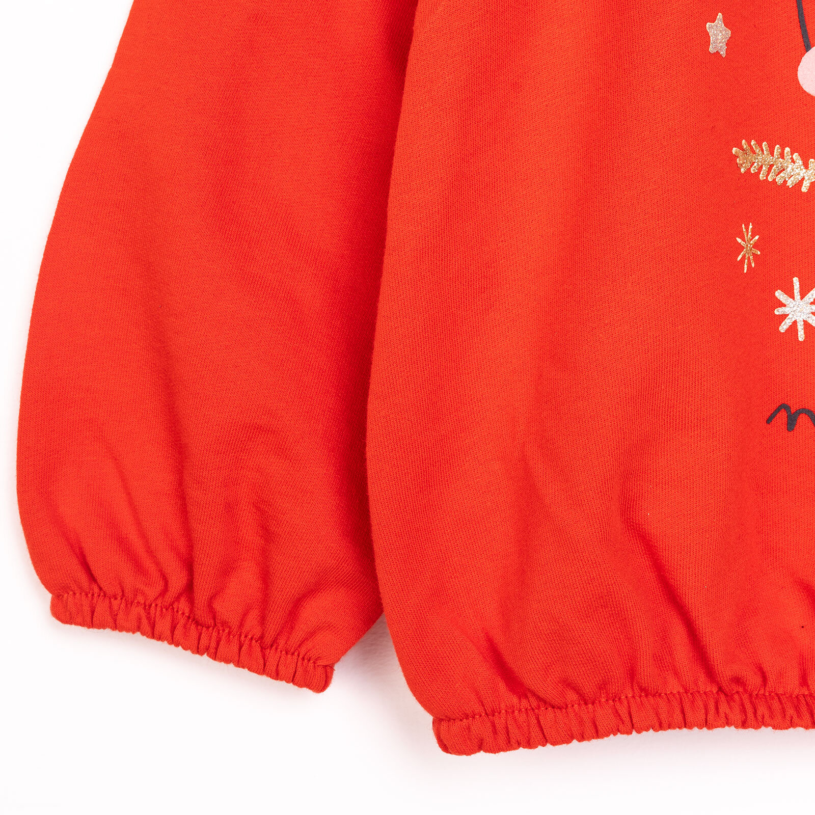 Kız Bebek Sweatshirt İki İplik Kumaş New Year Party Bisiklet Yaka Uzun Kol Kırmızı