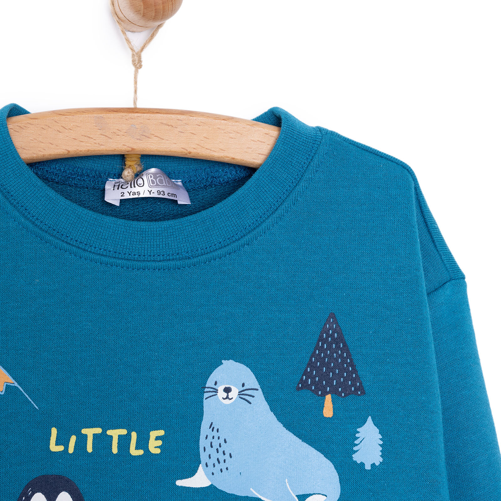 Erkek Bebek Eşofman Takım Şardonlu Kumaş Nordic Forest Bisiklet Yaka Uzun Kol Yeşil