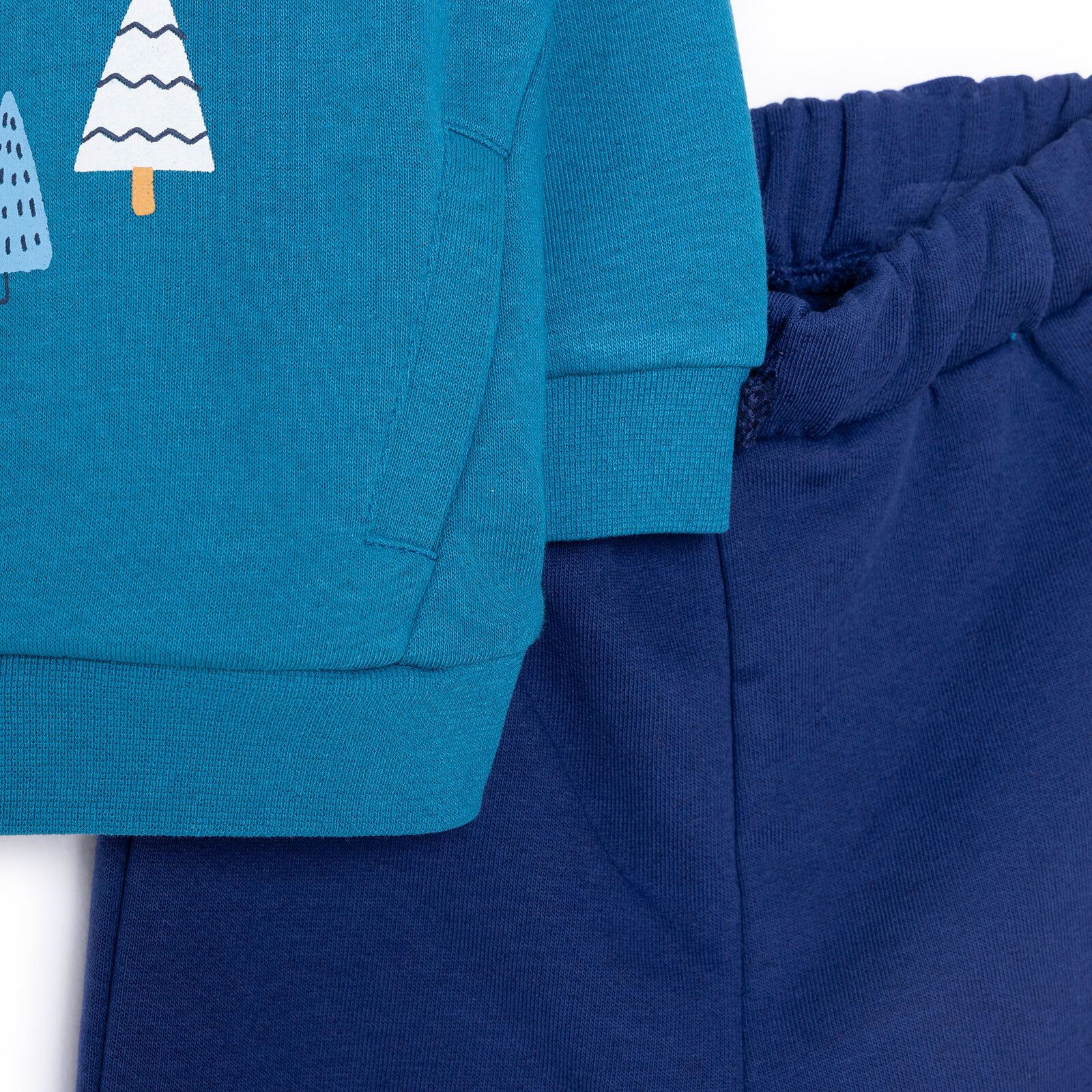 Erkek Bebek Eşofman Takım Şardonlu Kumaş Nordic Forest Bisiklet Yaka Uzun Kol Yeşil