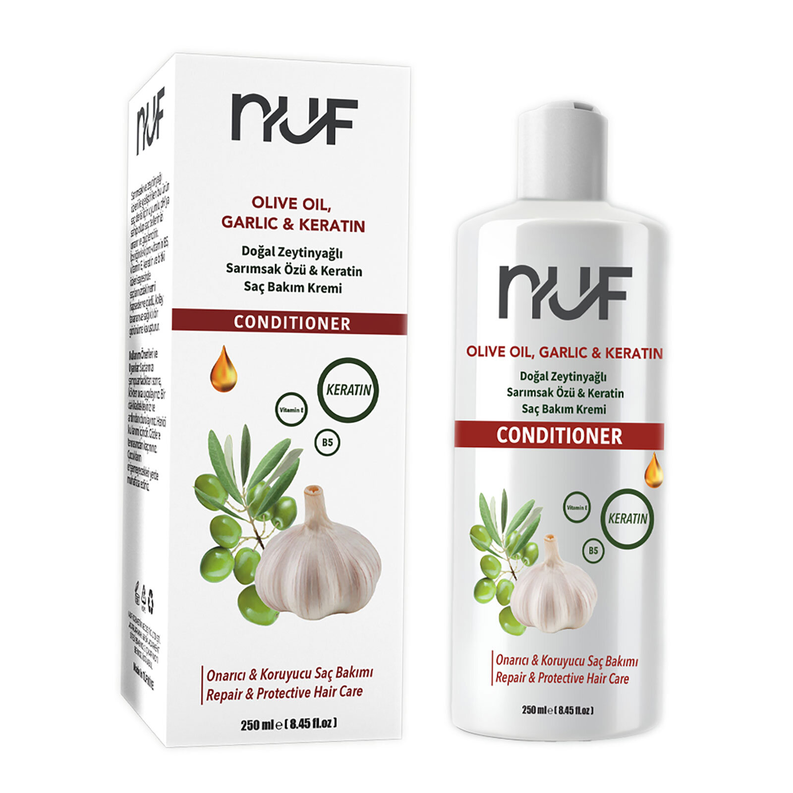 Nuf Doğal Zeytinyağı, Keratin ve Sarımsak Yetişikin Saç Kremi 250 mL