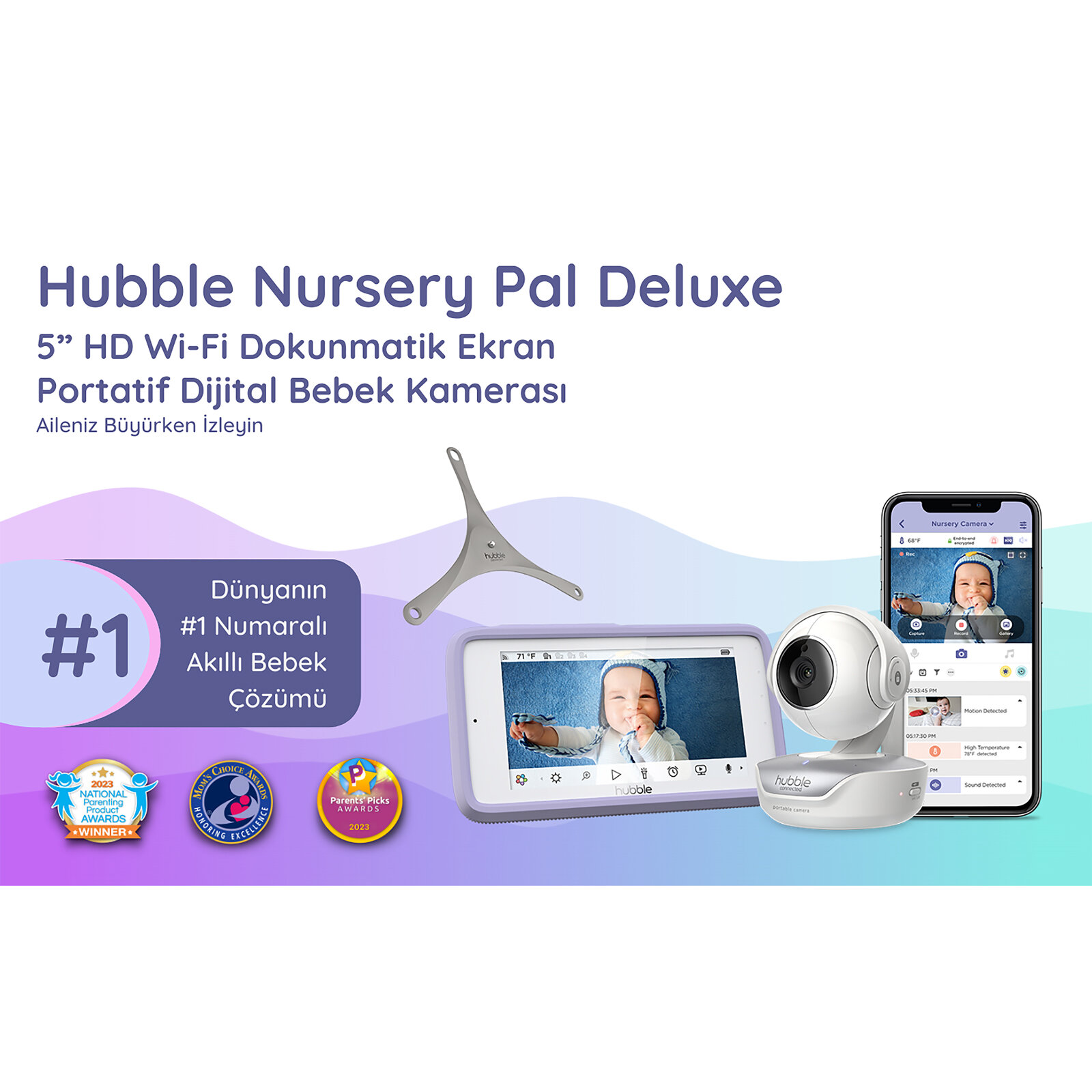 Nursery Pal Deluxe 5’’ Dokunmatik Ekranlı WİFİ Pilli Bebek Kamerası
