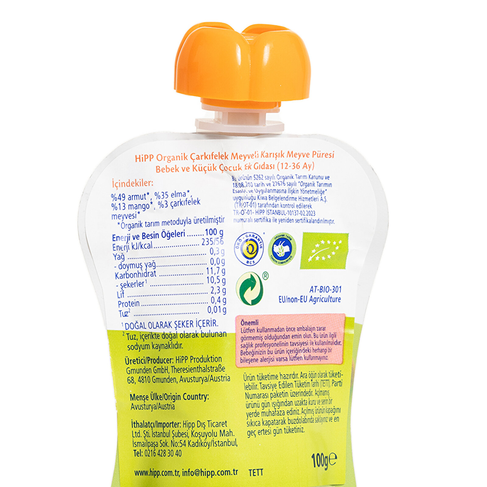 Organik Çarkıfelek Meyveli Karışık Meyve Püresi 100gr Organik Çarkıfelek Meyveli Karışık Meyve Püresi 100gr