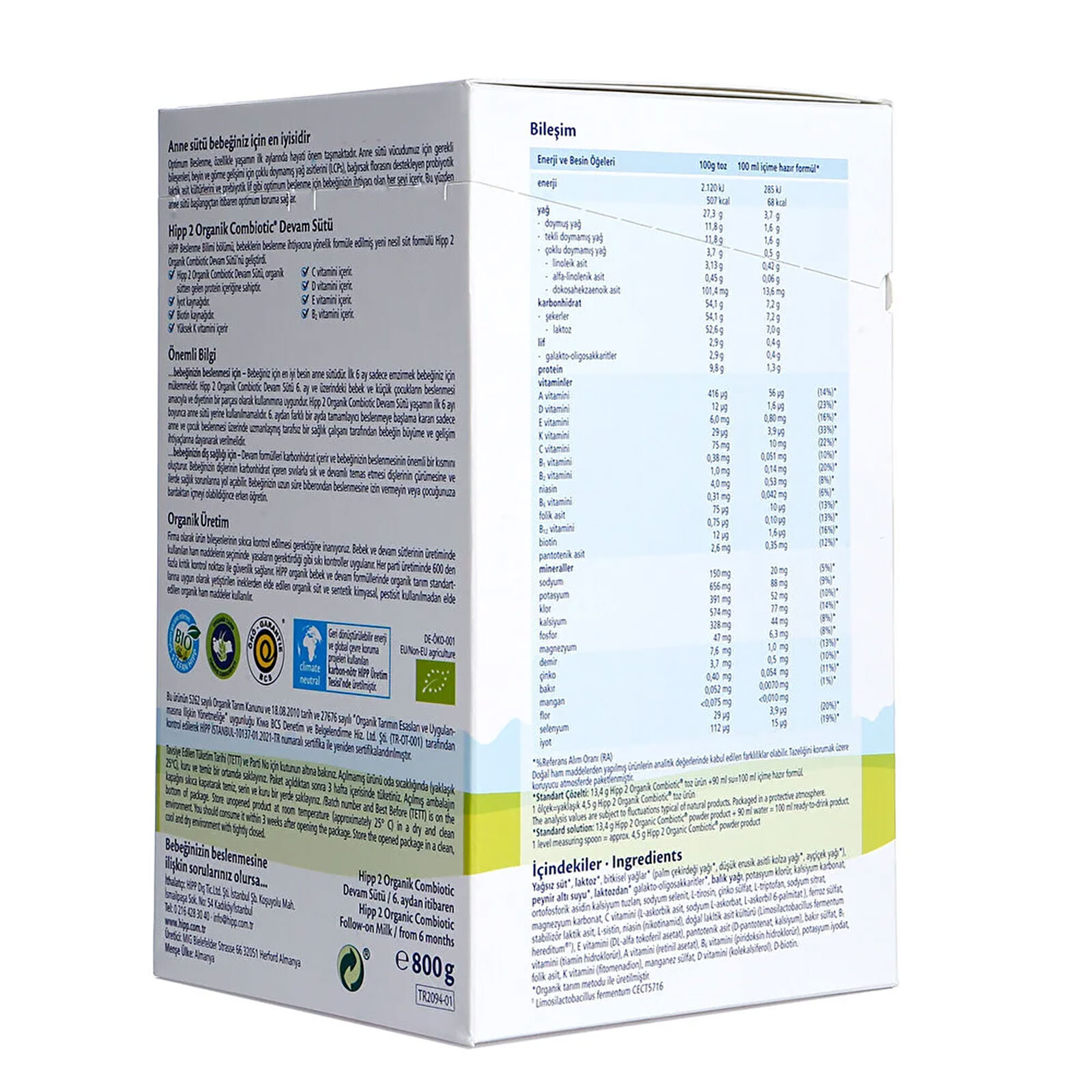 Organik Combiotic Devam Sütü 2x800 gr