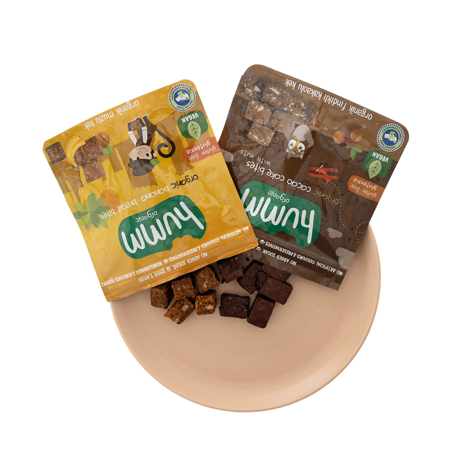 Organik Glutensiz Vegan Fındıklı, Kakaolu Kek ve Muzlu Kek 2x30 gr Organik Glutensiz Vegan Fındıklı, Kakaolu Kek ve Muzlu Kek 2x30 gr