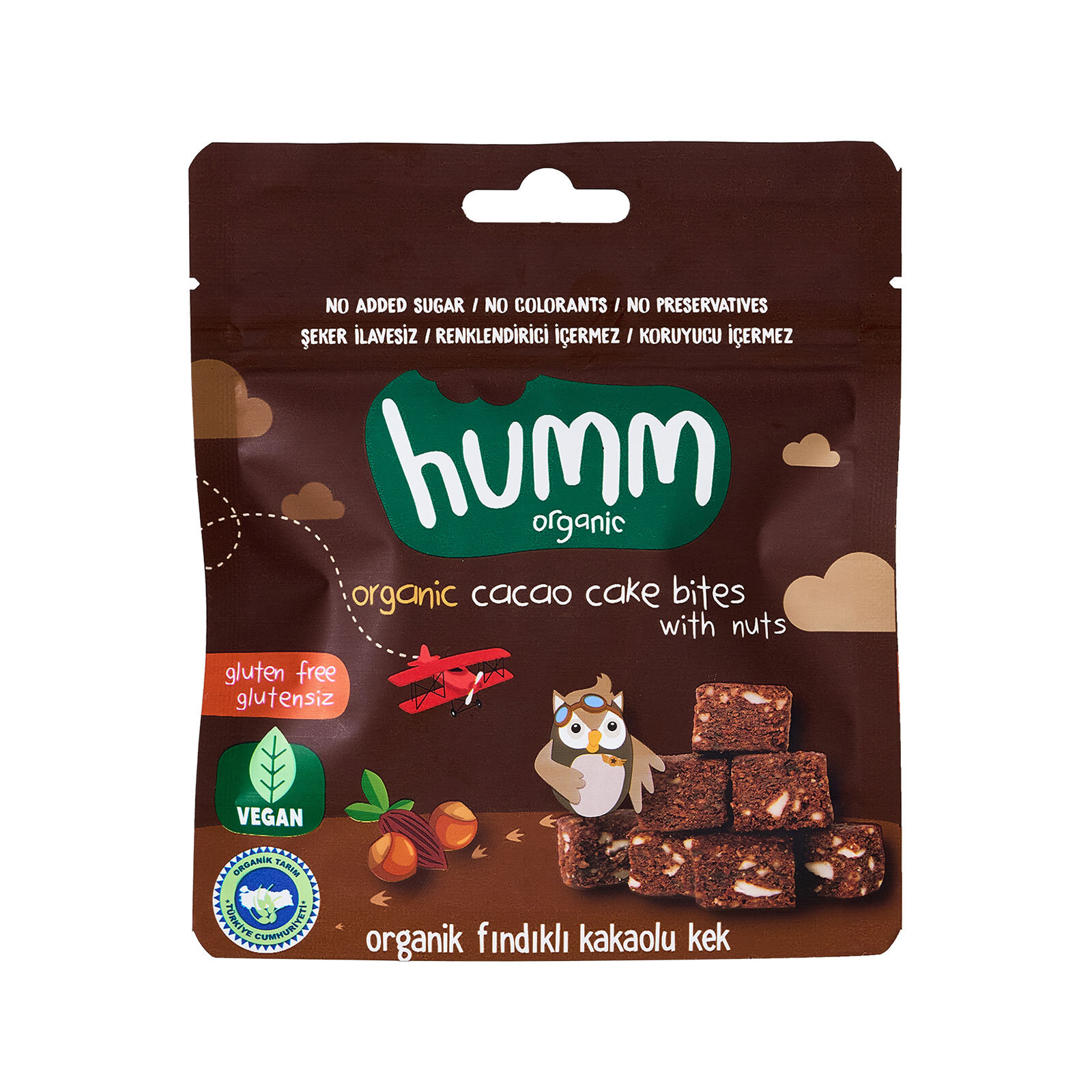 Organik Glutensiz Vegan Kakaolu ve Fındıklı Kek 30 gr