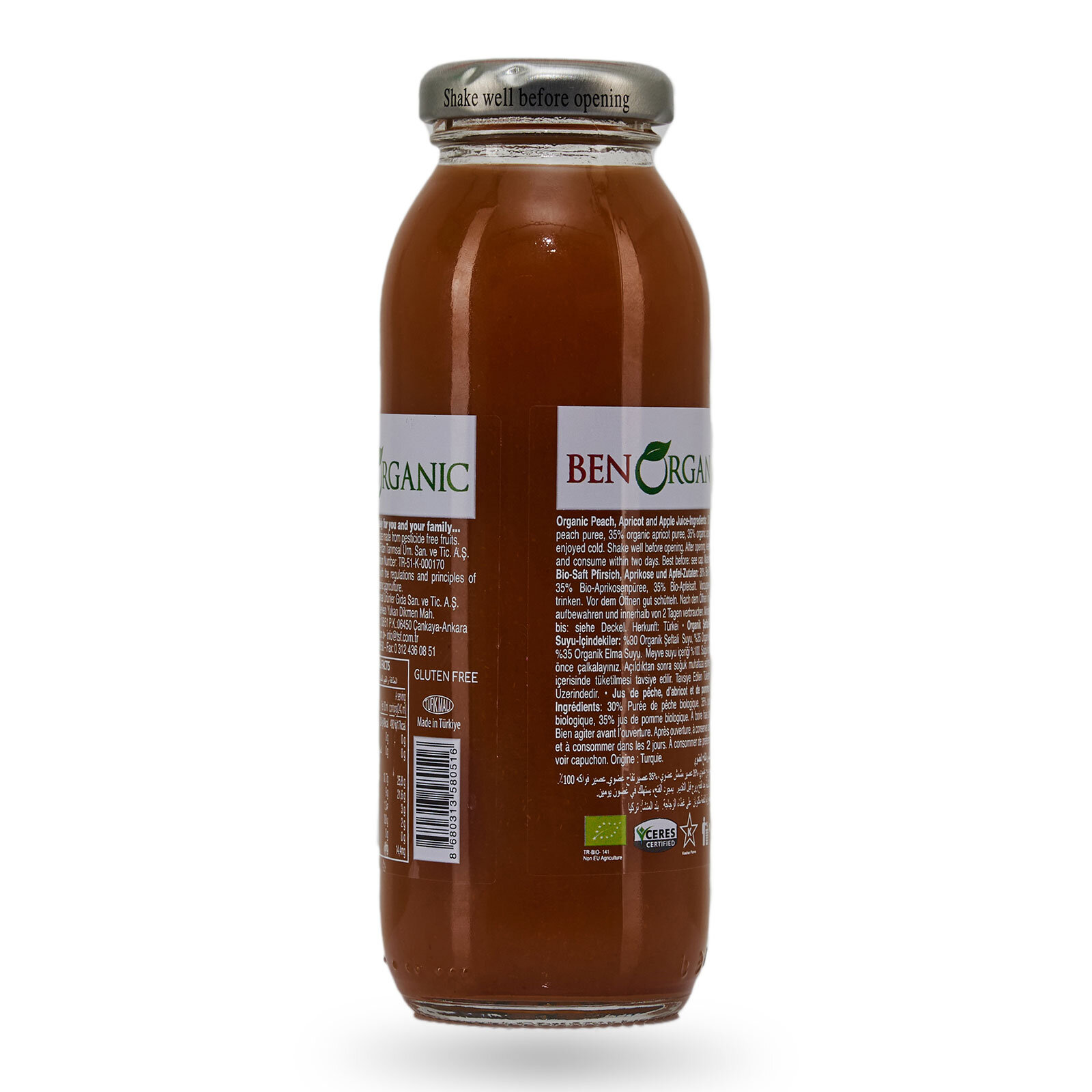 Organik Kayısı-Şeftali-Elma Suyu 250 ml