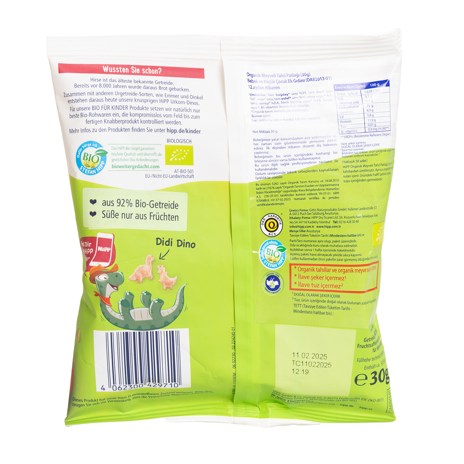 Organik Meyveli Tahıl Patlağı Organik Meyveli Tahıl Patlağı