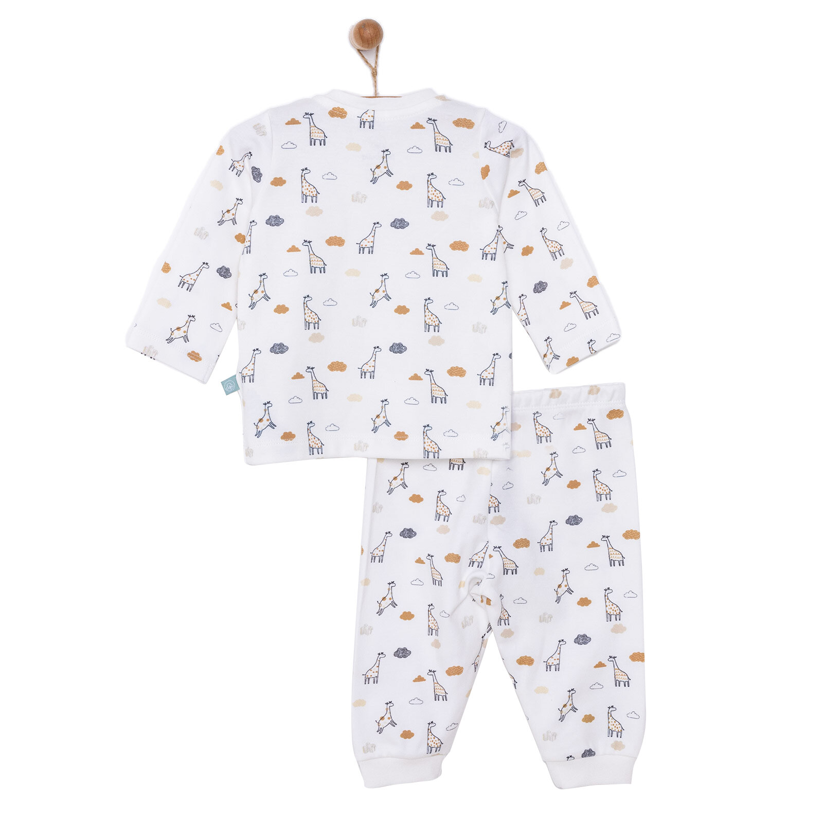 Unisex Bebek Organik Pijama Takım İnterlok Çıtçıtlı Pambuliq  Bisiklet Yaka Uzun Kol