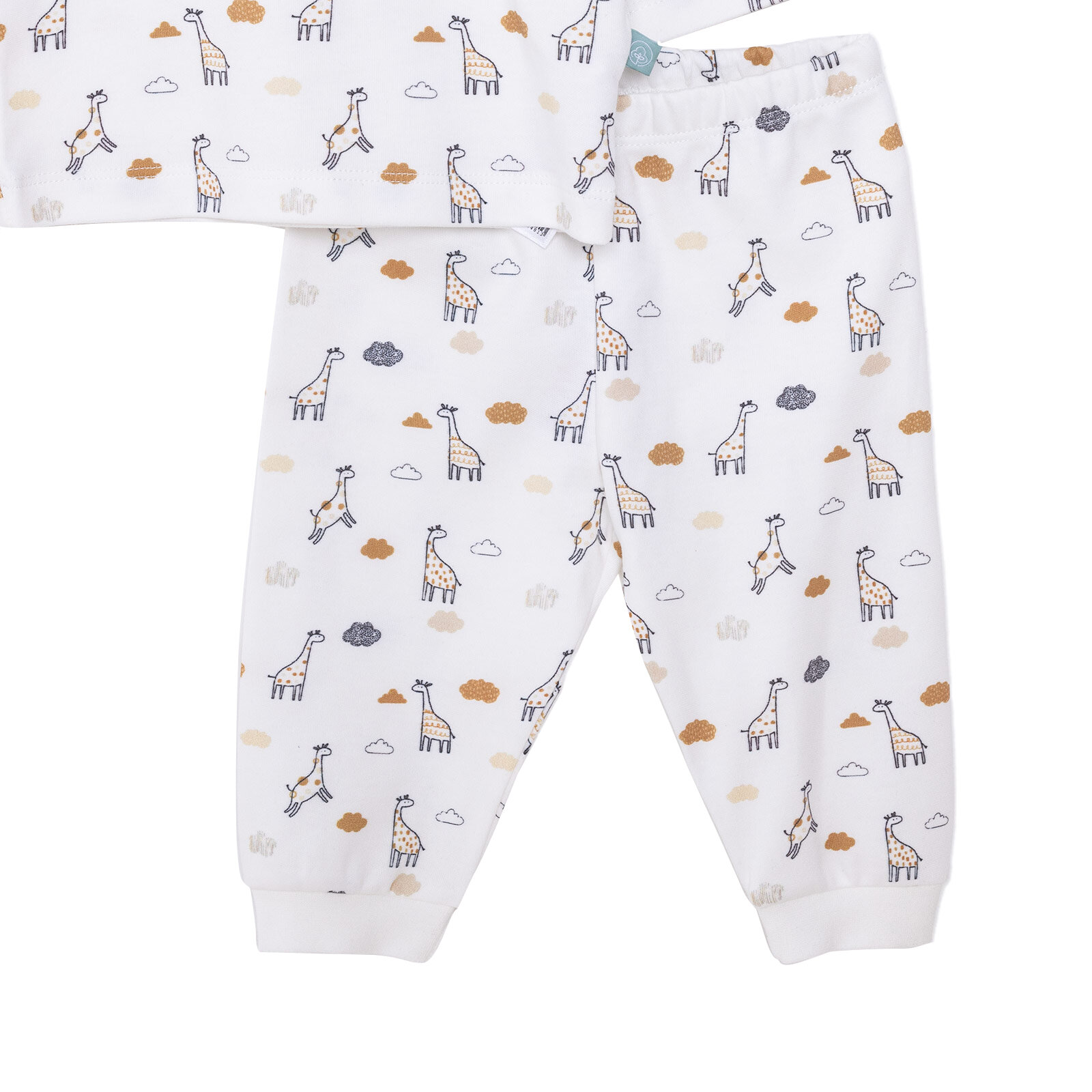 Unisex Bebek Organik Pijama Takım İnterlok Çıtçıtlı Pambuliq  Bisiklet Yaka Uzun Kol