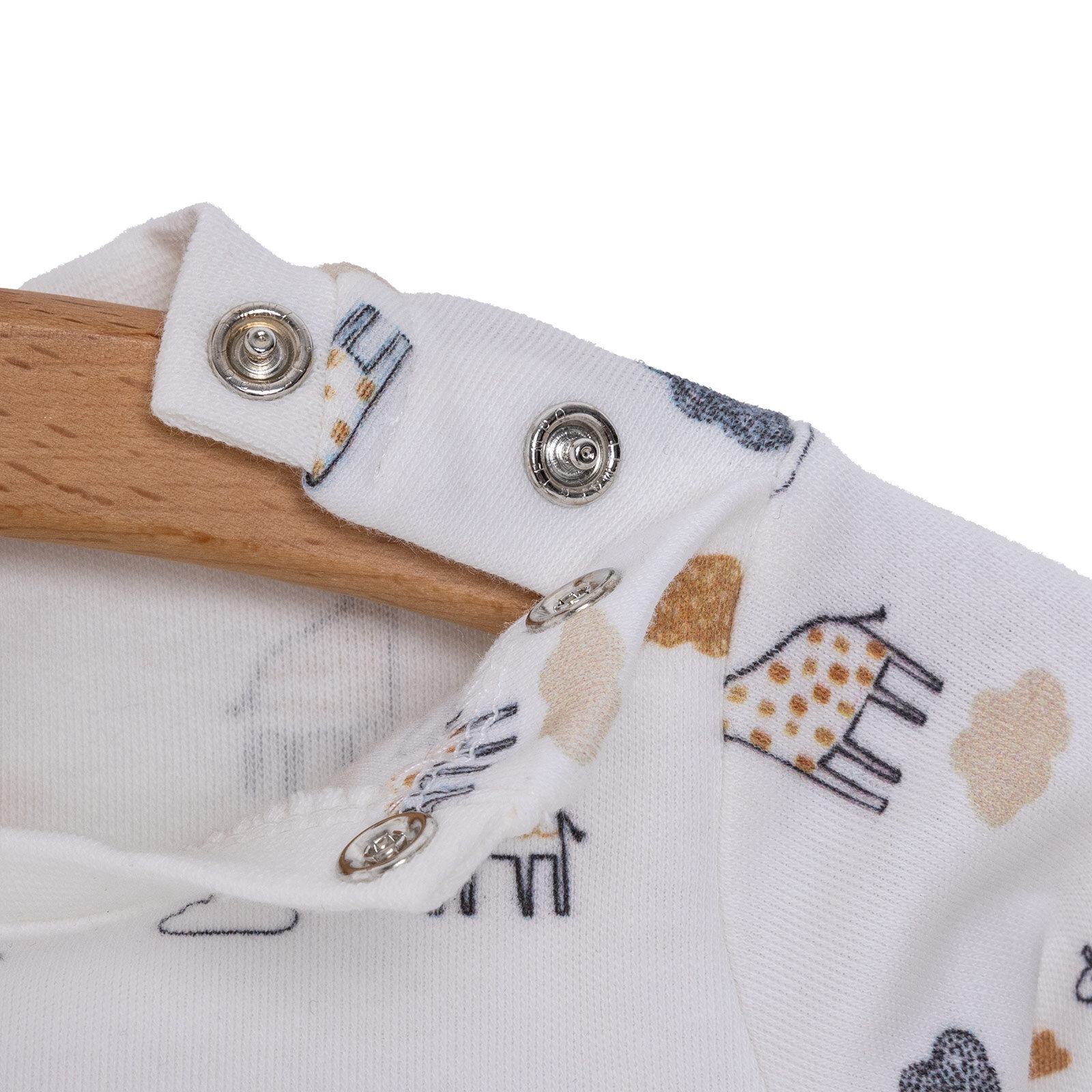 Unisex Bebek Organik Pijama Takım İnterlok Çıtçıtlı Pambuliq  Bisiklet Yaka Uzun Kol