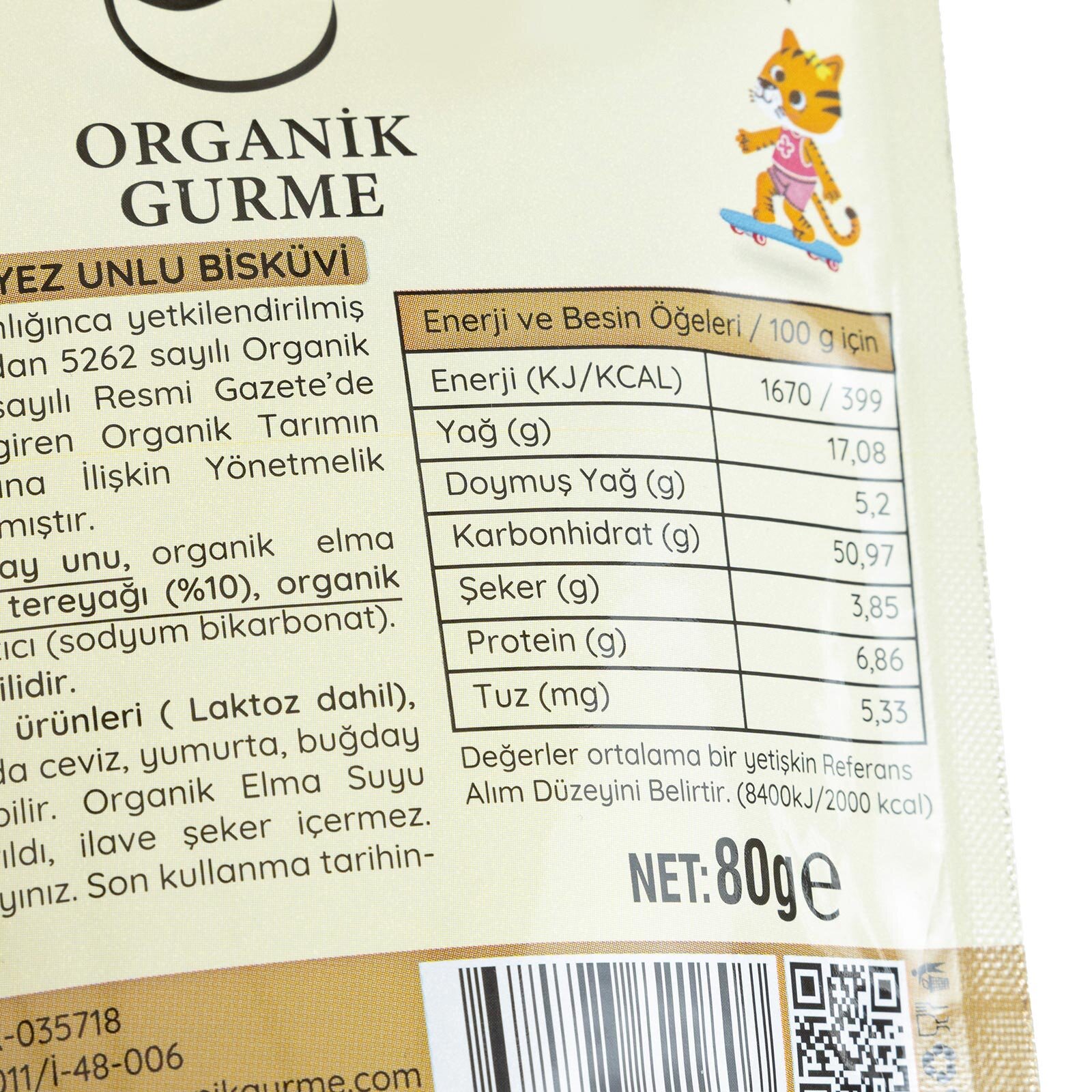 ORGANİK TEREYAĞLI SİYEZ UNLU BİSKÜVİ&nbsp;80 GR