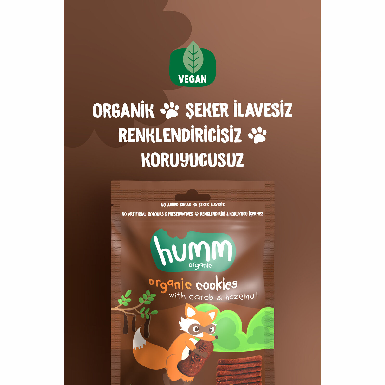 Organik Vegan Keçiboynuzlu ve Fındıklı Kurabiye 55 gr