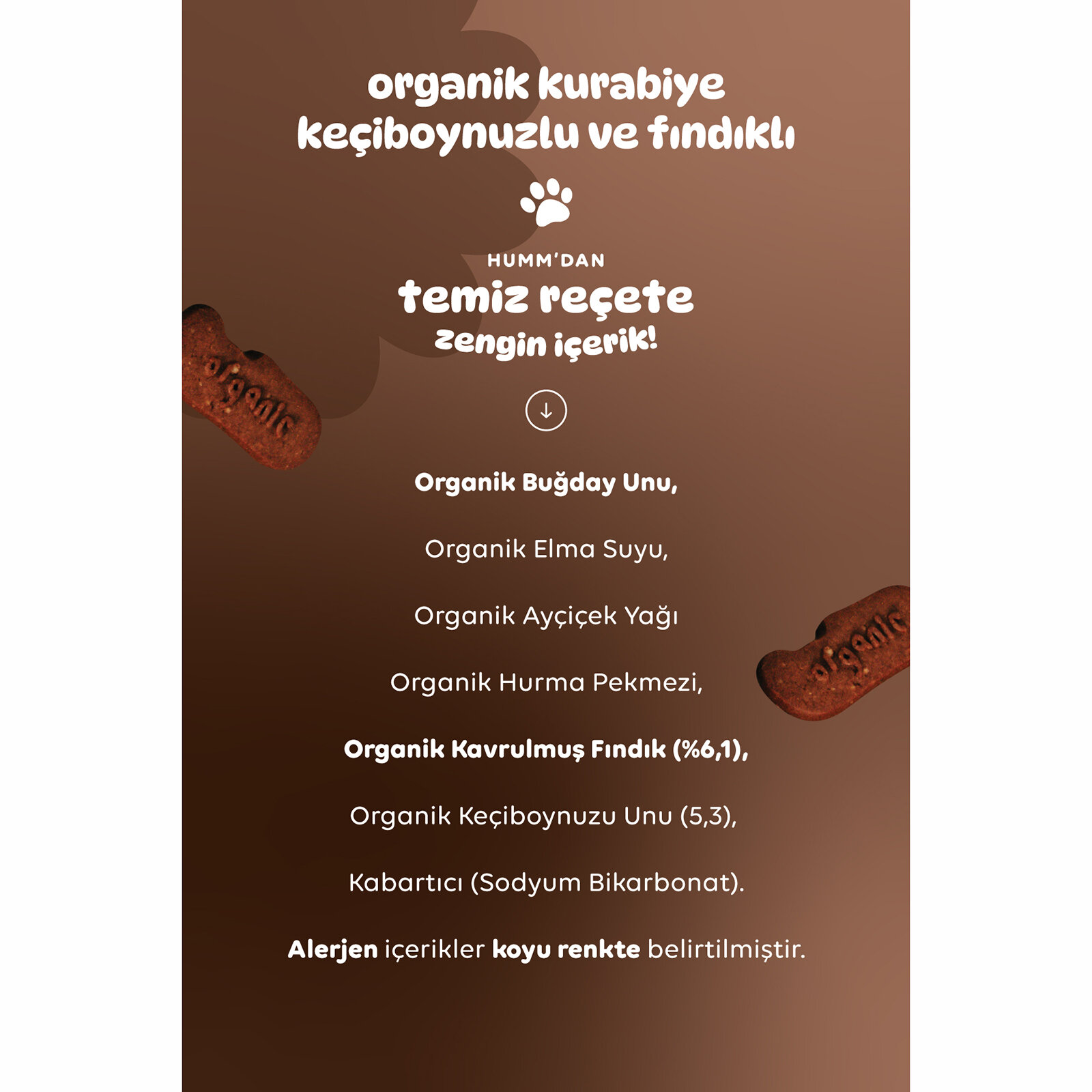 Organik Vegan Keçiboynuzlu ve Fındıklı Kurabiye 55 gr