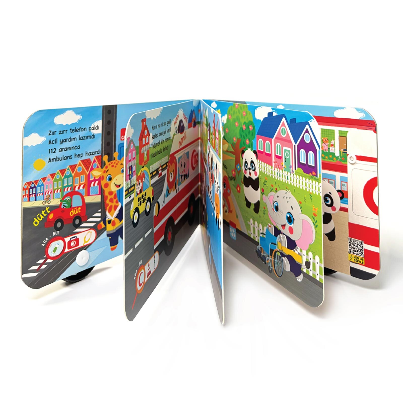 Oyuncak Kitap - Ambulans (Gerçek Tekerlekli)