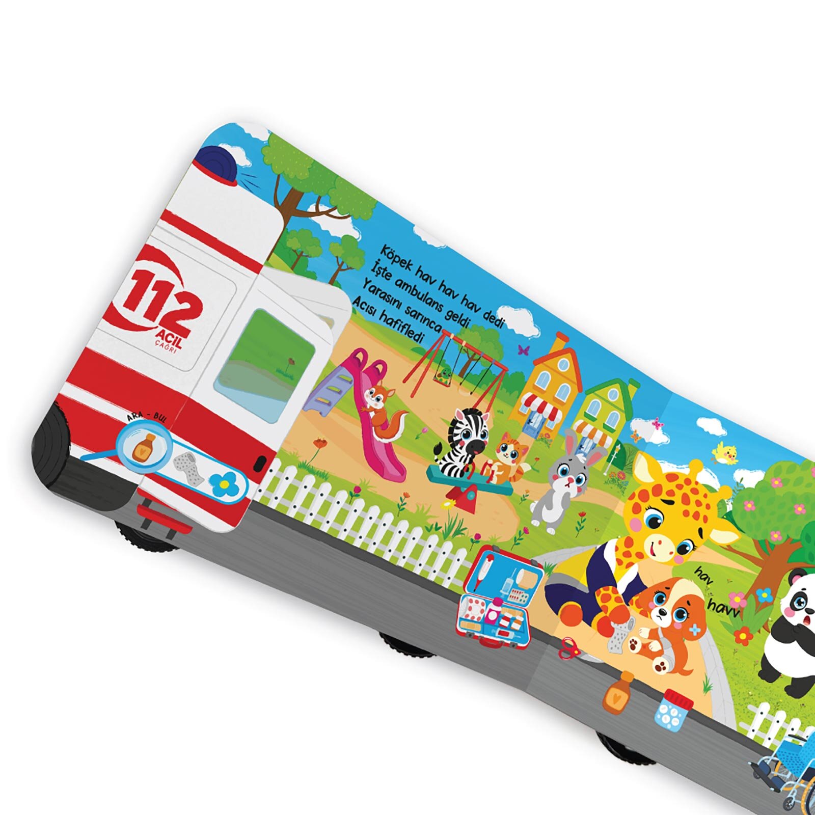 Oyuncak Kitap - Ambulans (Gerçek Tekerlekli)