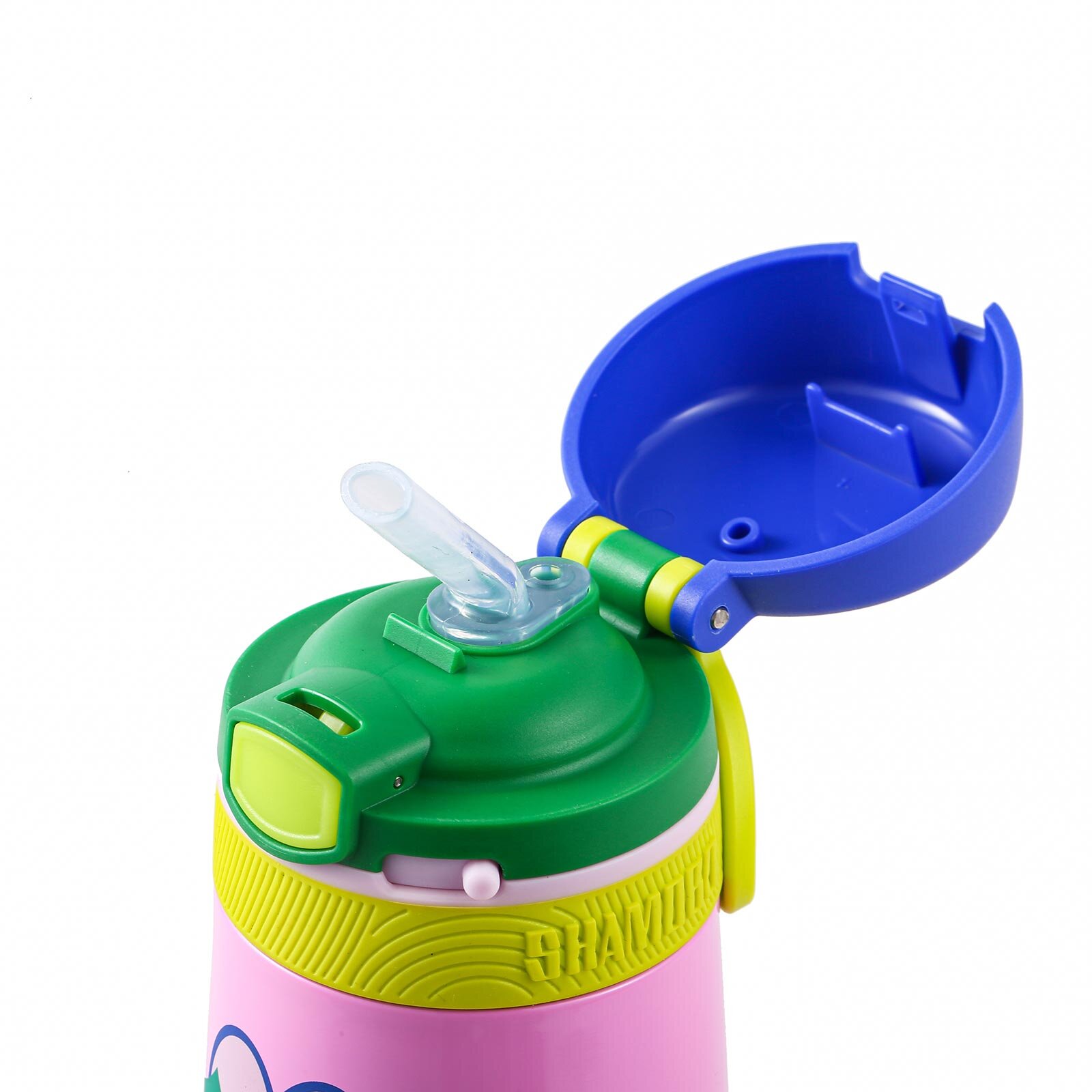 Shamobo Paslanmaz Çelik, Pipetli, Kilitlenebilir Çocuk Matarası 350 ml Pembe