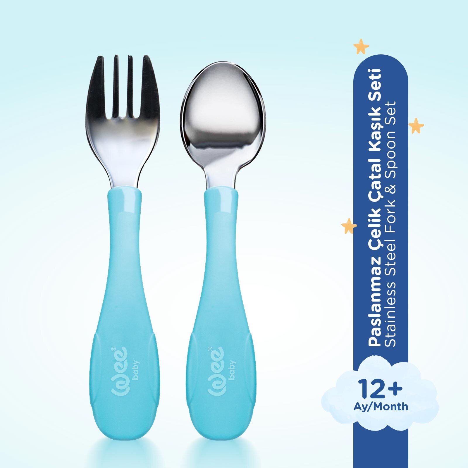 Paslanmz Çelik Çatal Kaşık Seti Mavi Paslanmz Çelik Çatal Kaşık Seti Mavi
