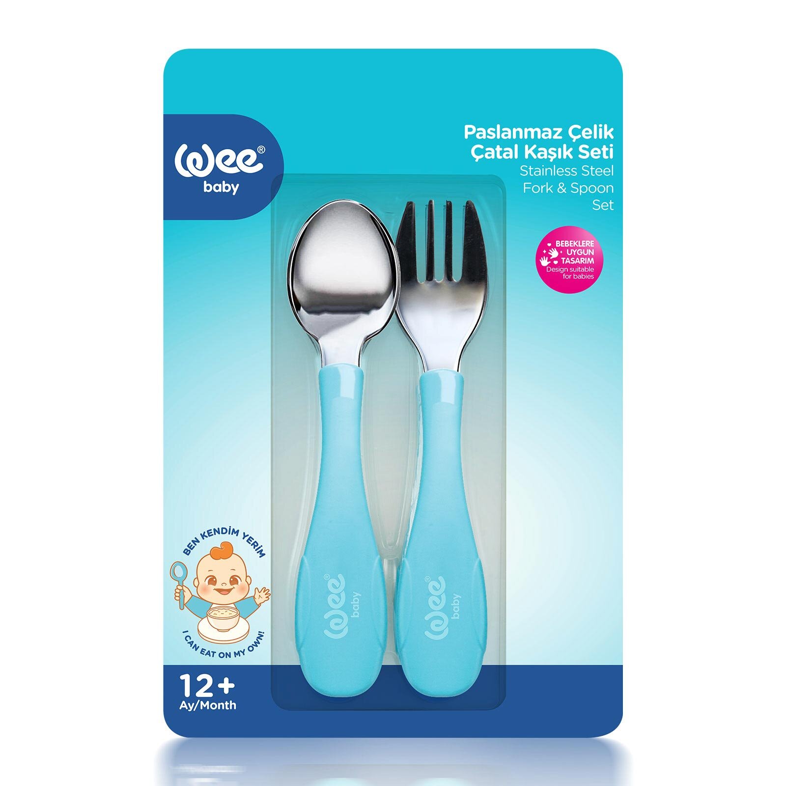 Paslanmz Çelik Çatal Kaşık Seti Mavi Paslanmz Çelik Çatal Kaşık Seti Mavi