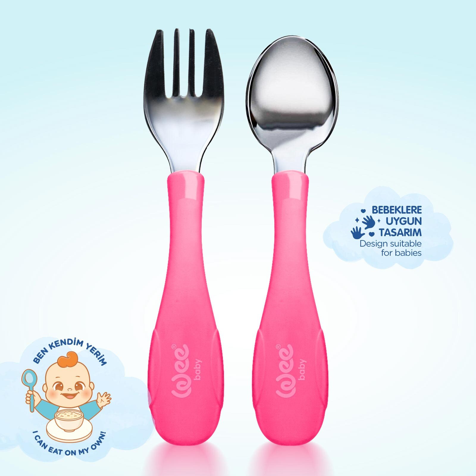 Paslanmz Çelik Çatal Kaşık Seti Pembe Paslanmz Çelik Çatal Kaşık Seti Pembe