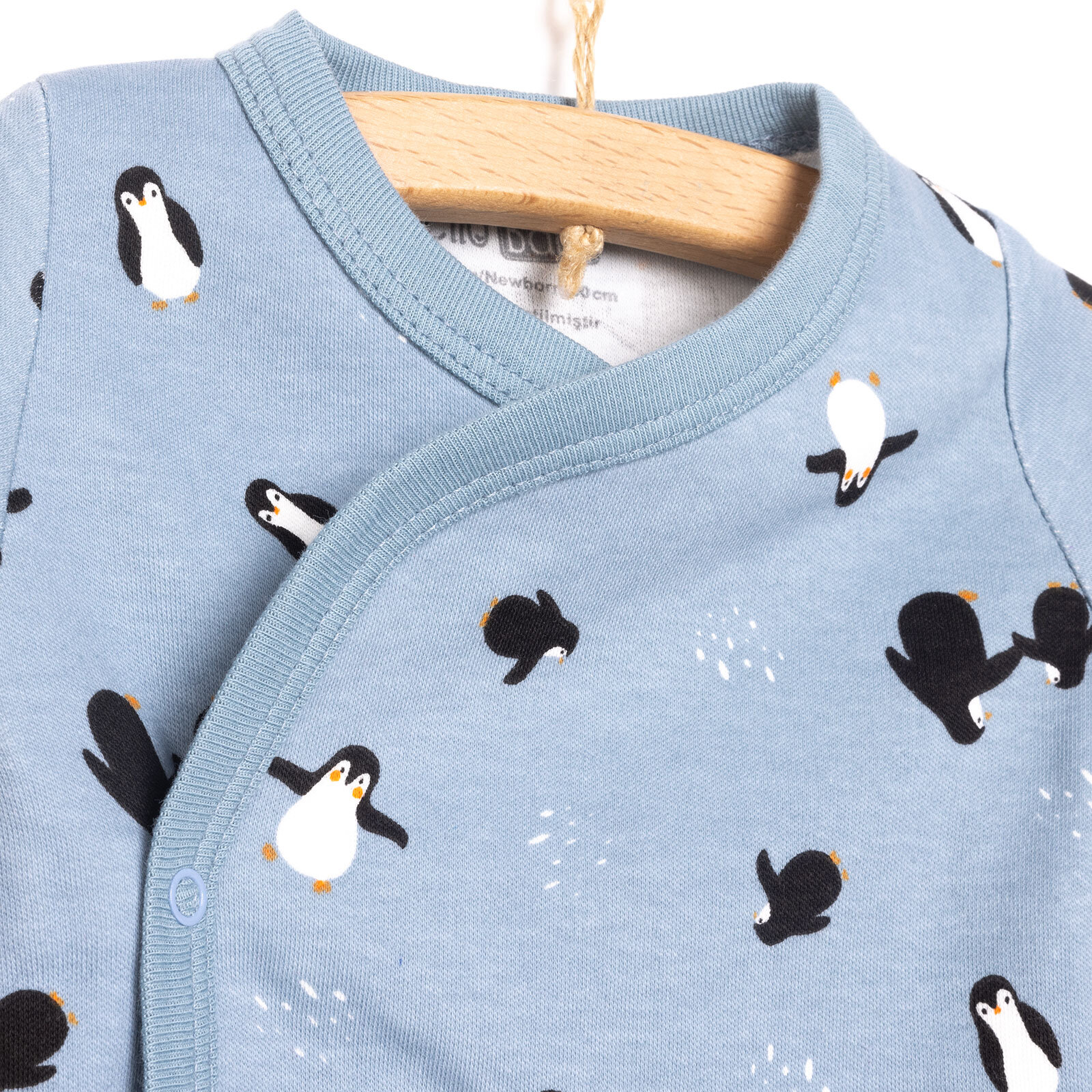 Penguen Baskılı Yenidoğan Zıbın-Patikli Alt Erkek Bebek