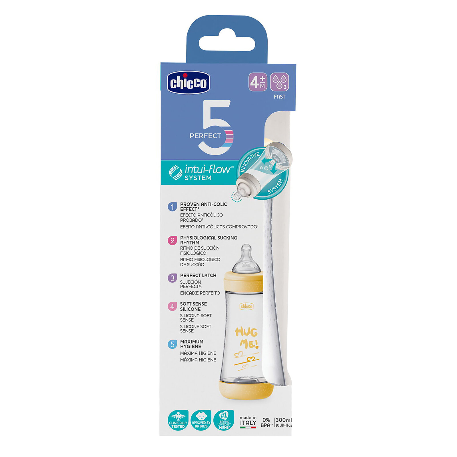 Perfect5 Antikolik Biberon PP 300ML - Sarı Perfect5 Antikolik Biberon PP 300ML - Sarı