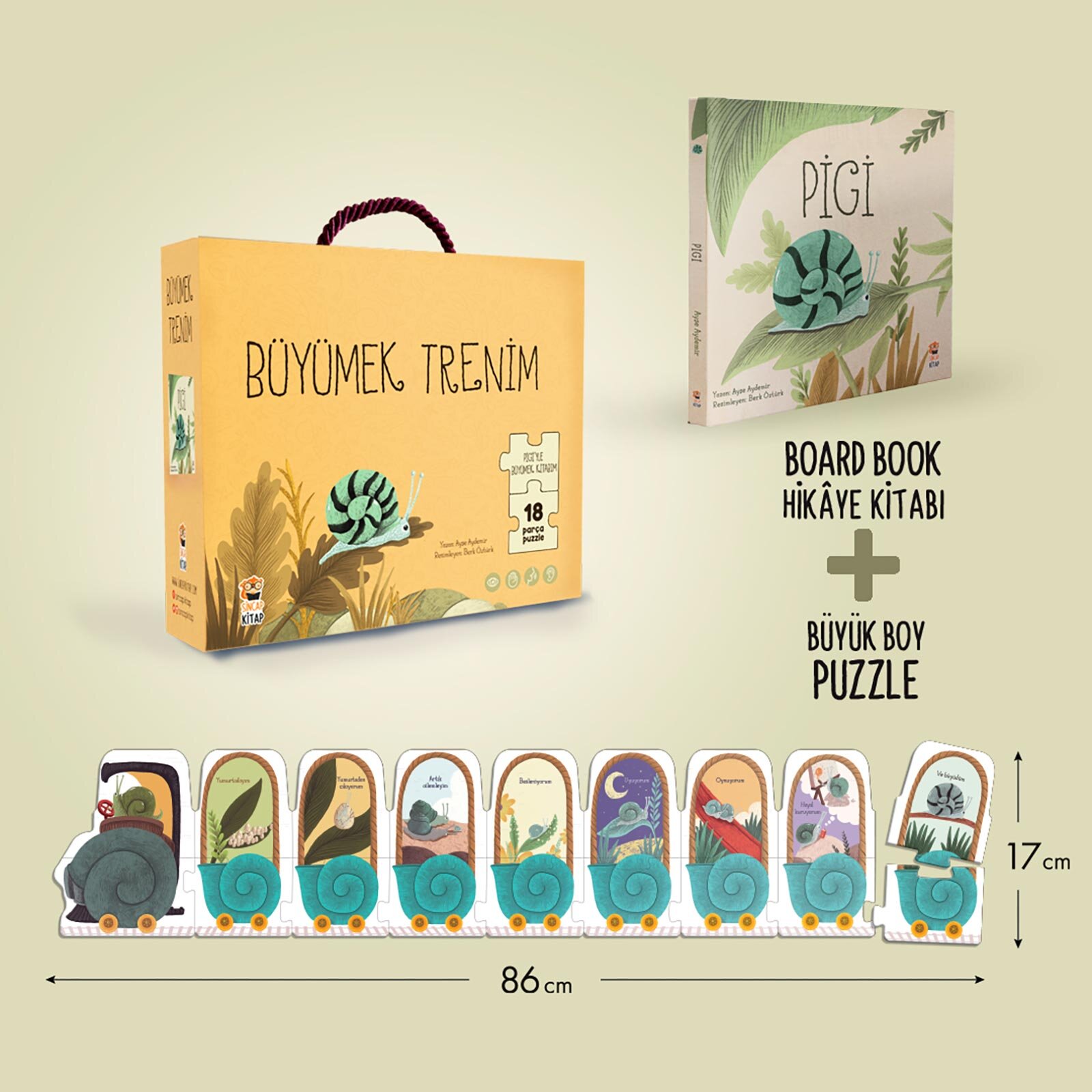 Pigi- Büyümek Treni 18 Parça Puzzle ve Kitap