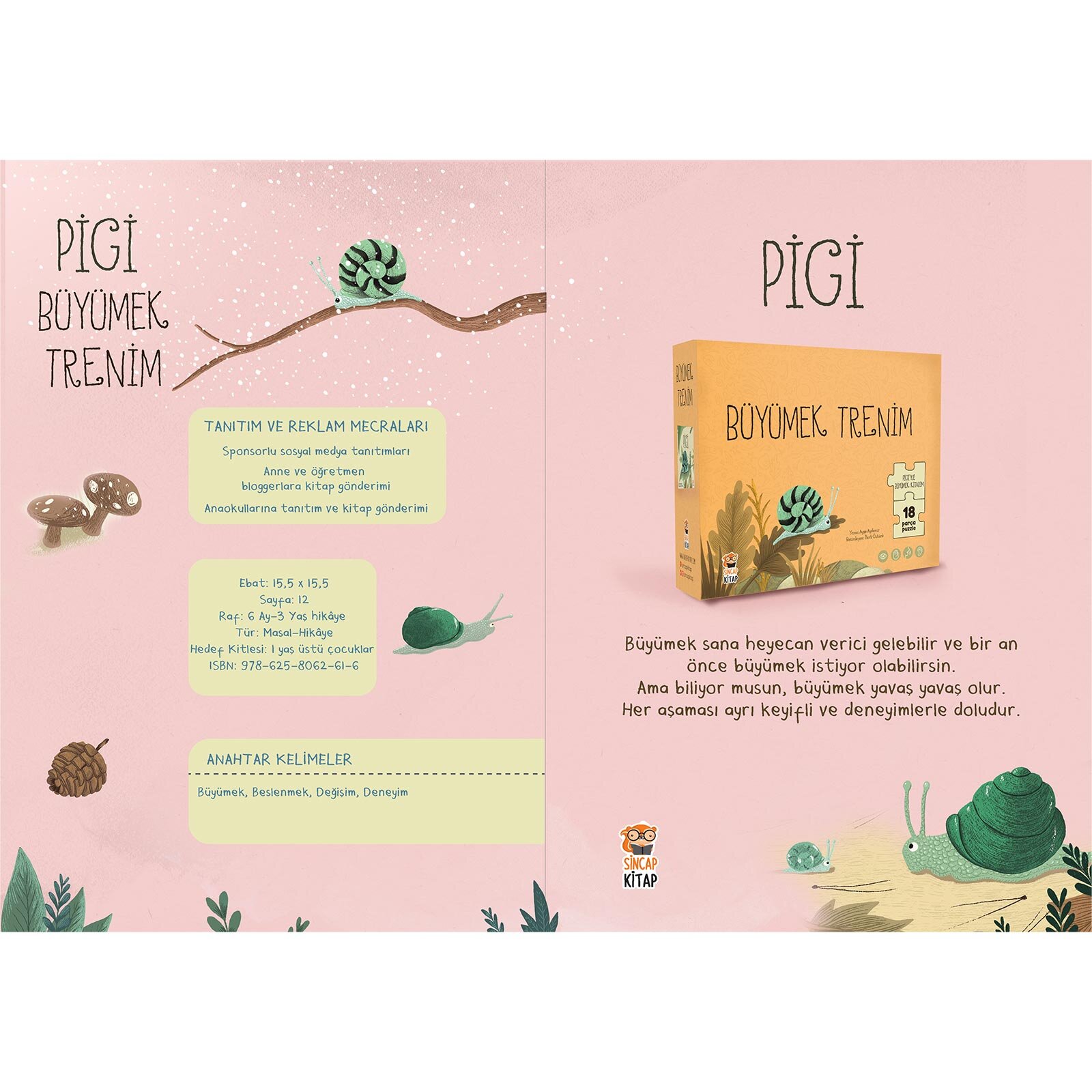 Pigi- Büyümek Treni 18 Parça Puzzle ve Kitap