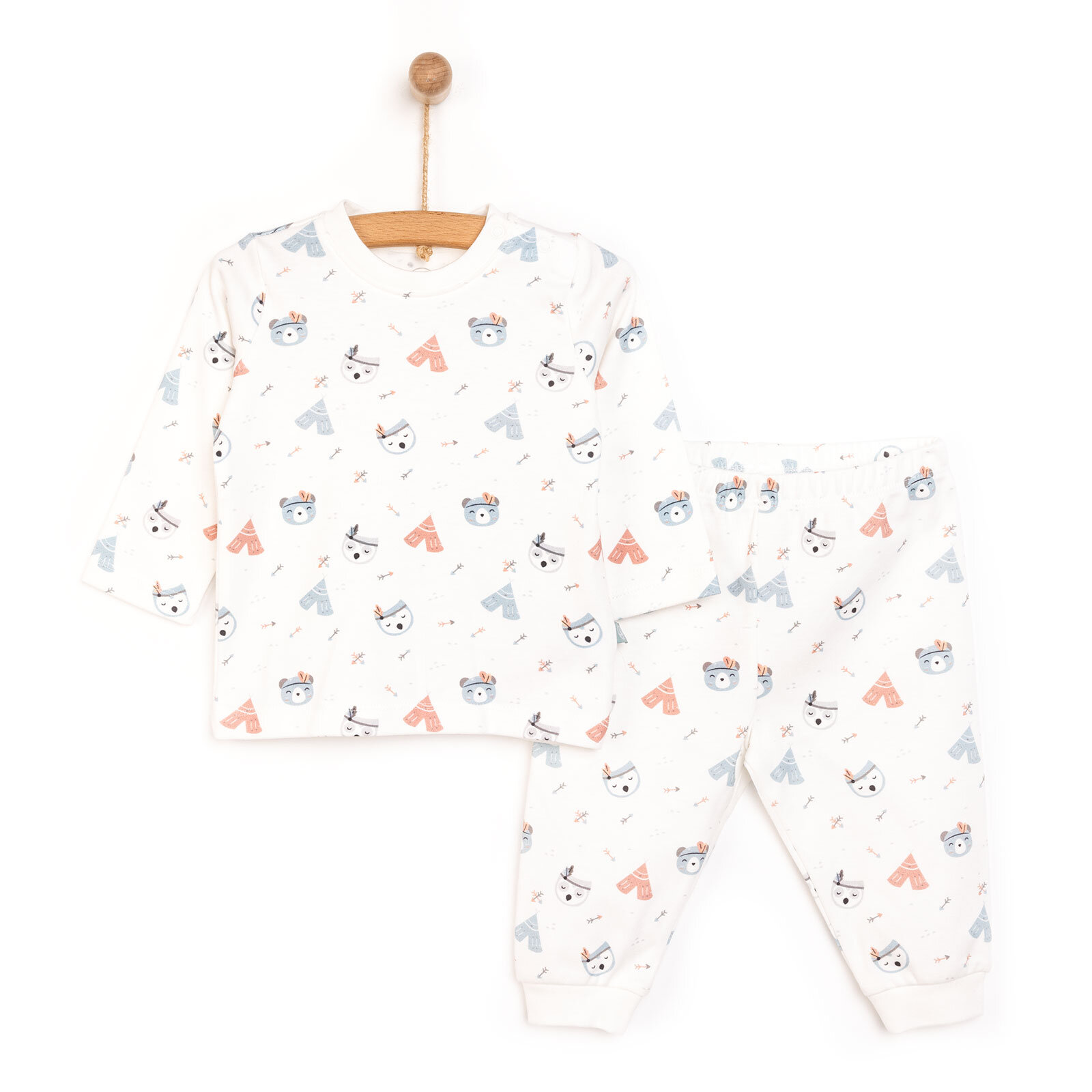 Erkek Bebek Pijama Takım İnterlok Pambuliq Bisiklet Yaka Uzun Kol Gri Erkek Bebek Pijama Takım İnterlok Pambuliq Bisiklet Yaka Uzun Kol Gri