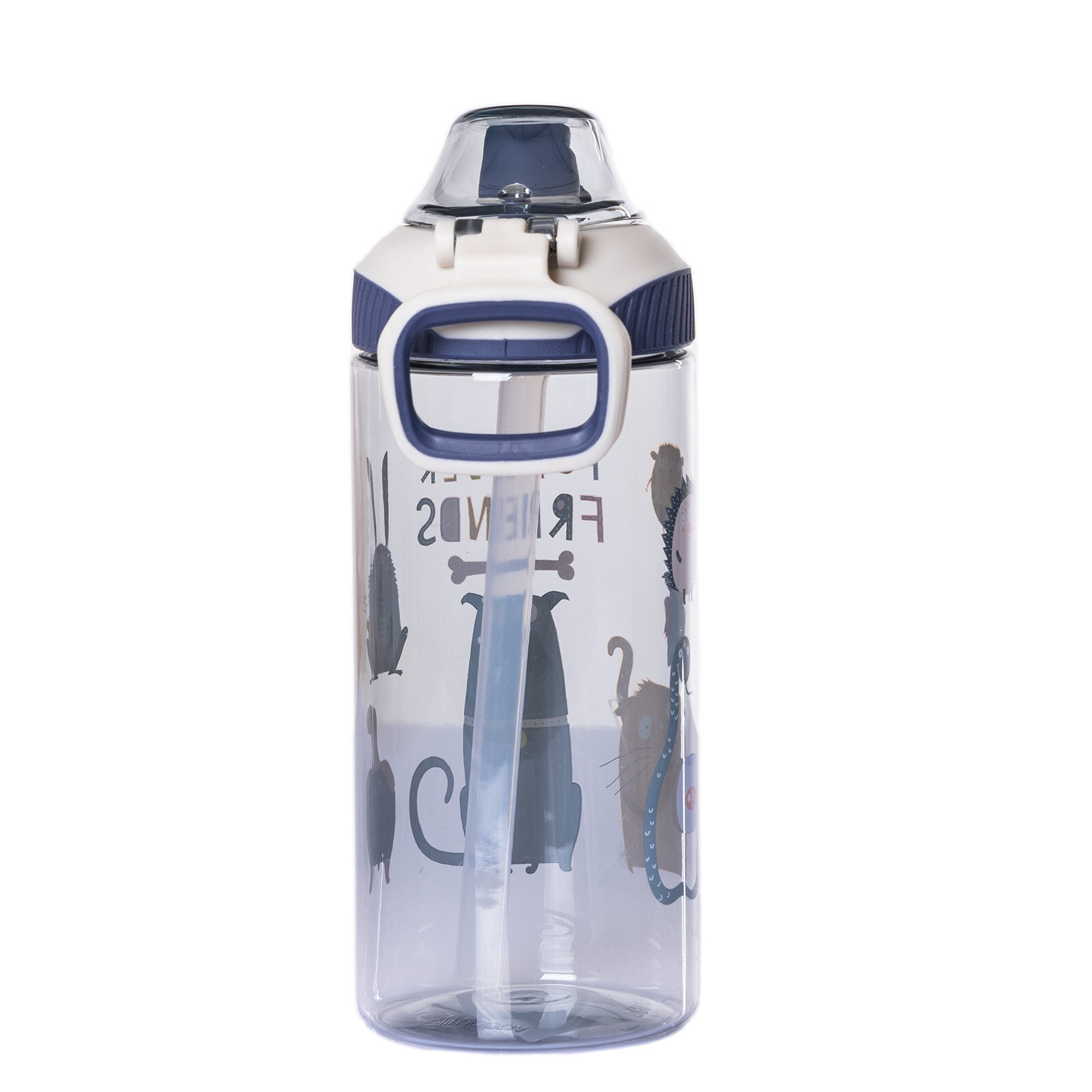 Pipetli Tritan Çocuk Su Matarası 500 ml Mavi-Beyaz