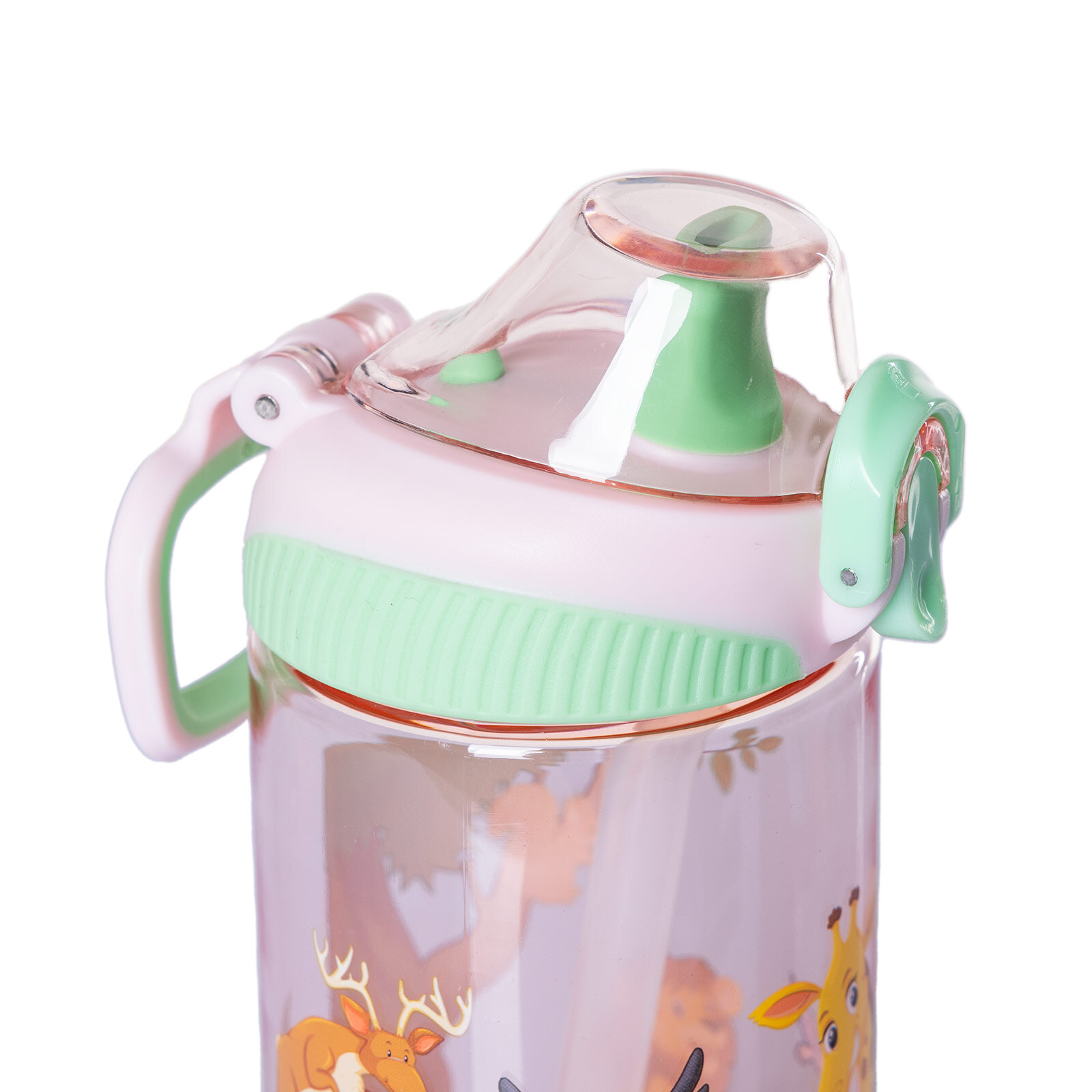 Pipetli Tritan Çocuk Su Matarası 500 ml Pembe-Yeşil