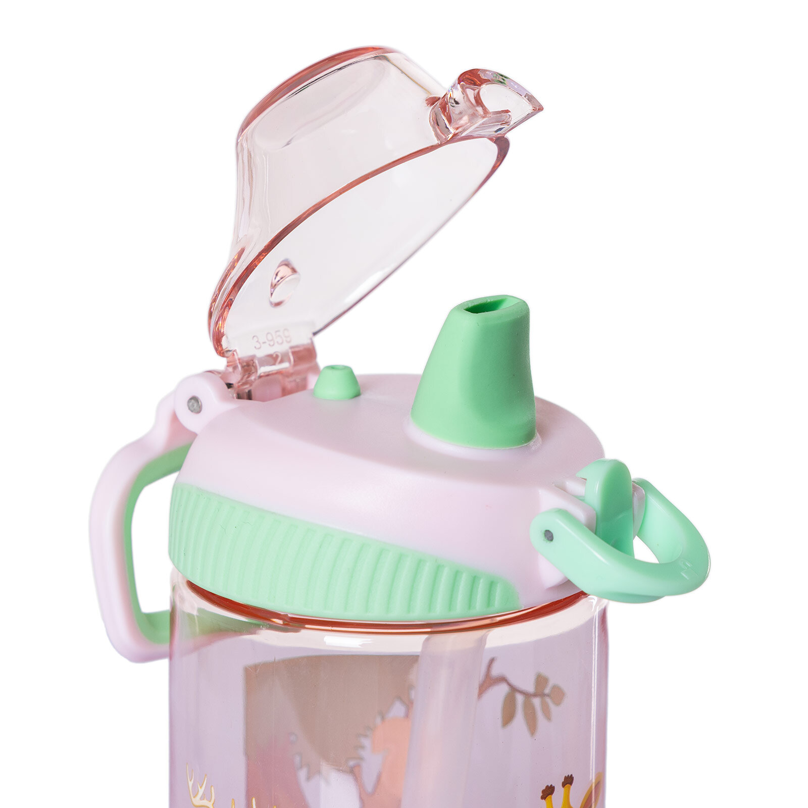 Pipetli Tritan Çocuk Su Matarası 500 ml Pembe-Yeşil