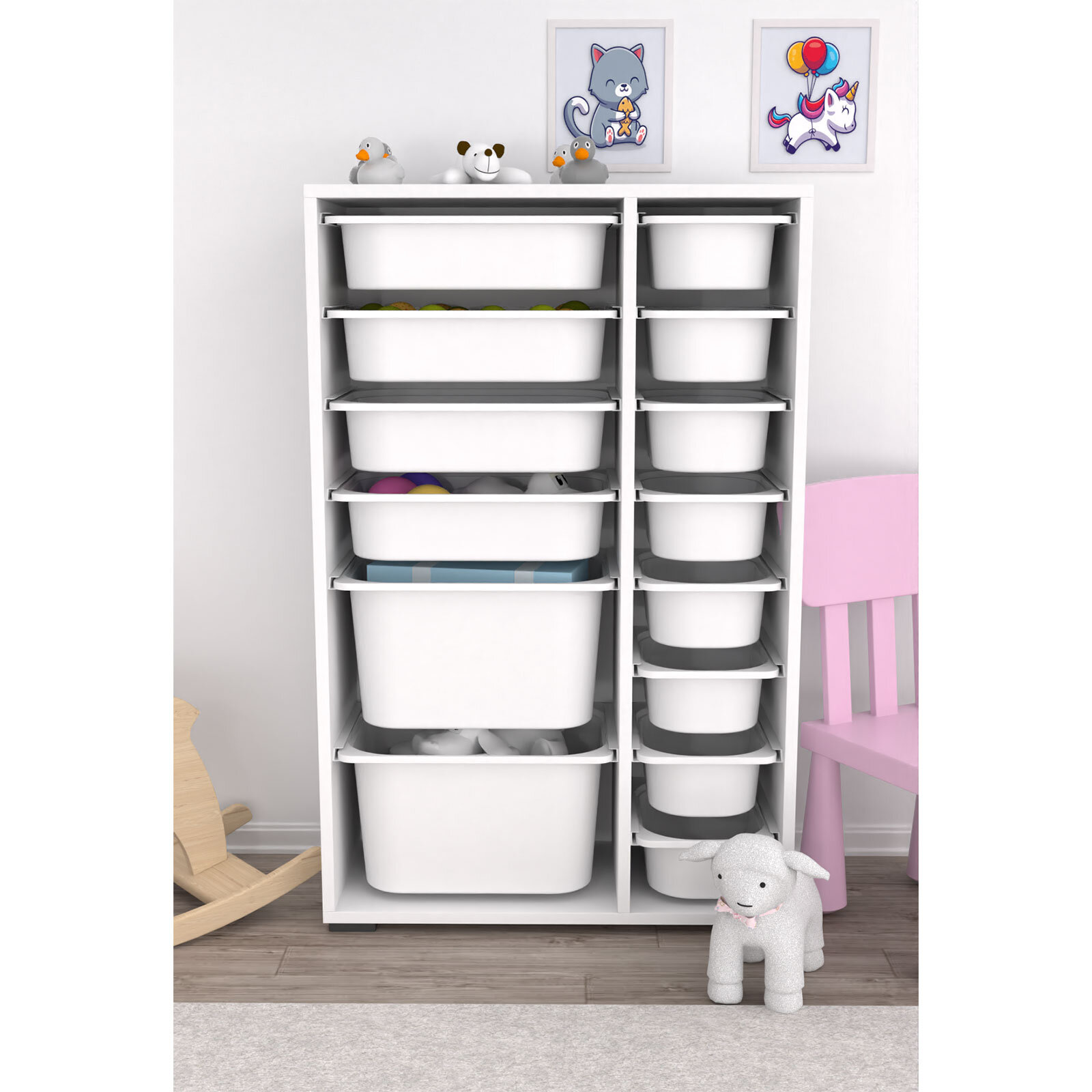 Rine 14 Sepetli Çok Amaçlı Oyuncak Dolabı