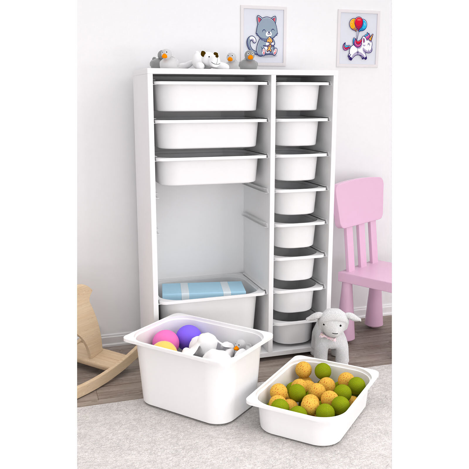 Rine 14 Sepetli Çok Amaçlı Oyuncak Dolabı