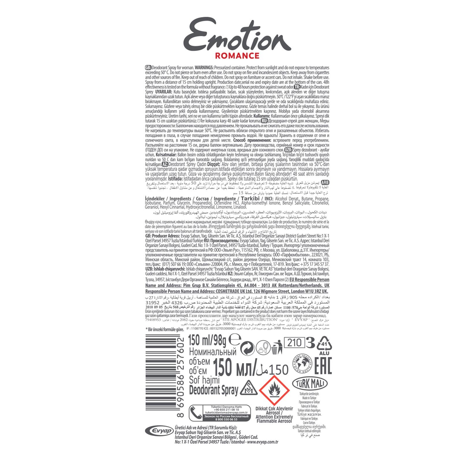 Romance Kadın Deodorant 150 ml Romance Kadın Deodorant 150 ml