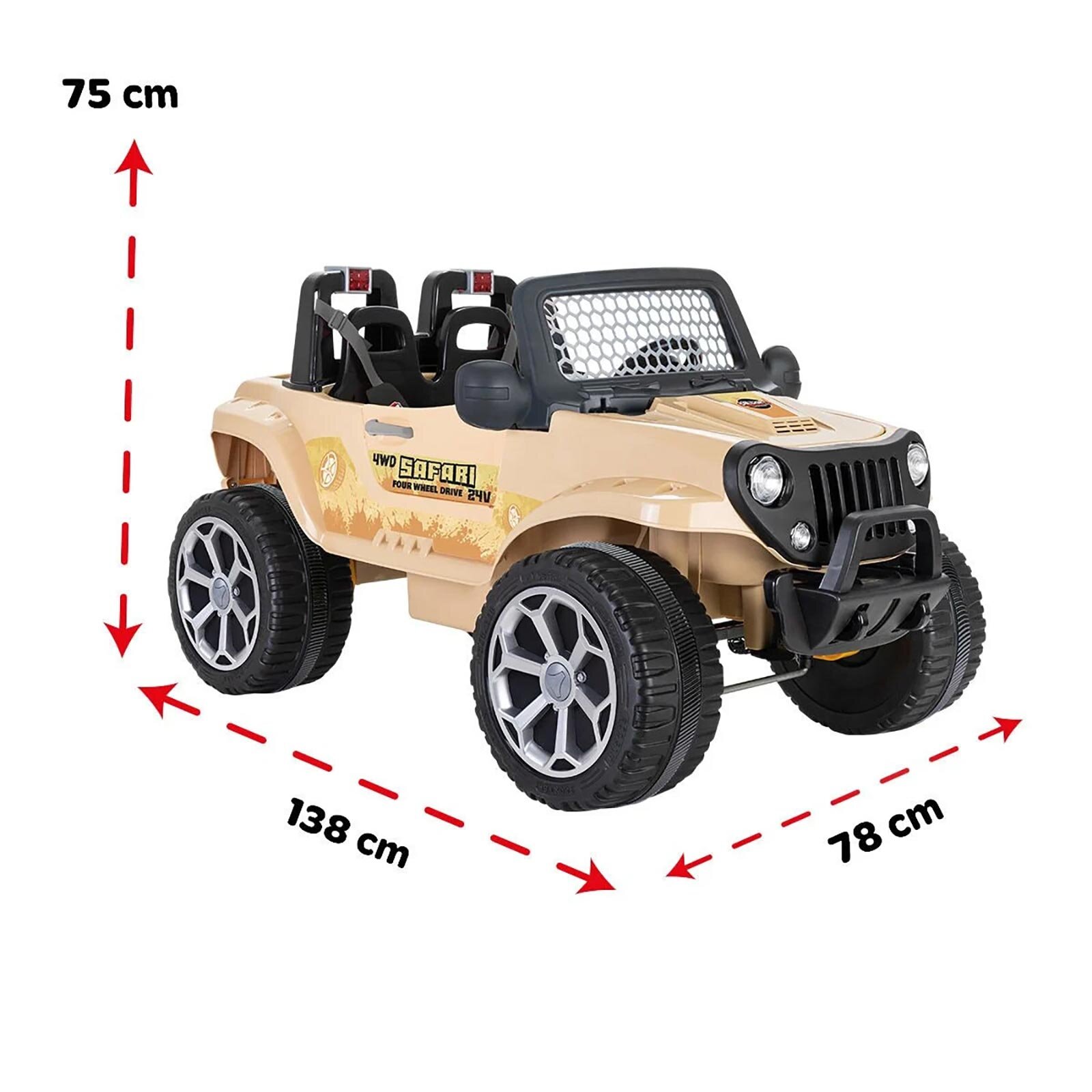 Safari 24v Çift Kişilik Akülü Araba Kumandalı 4x4
