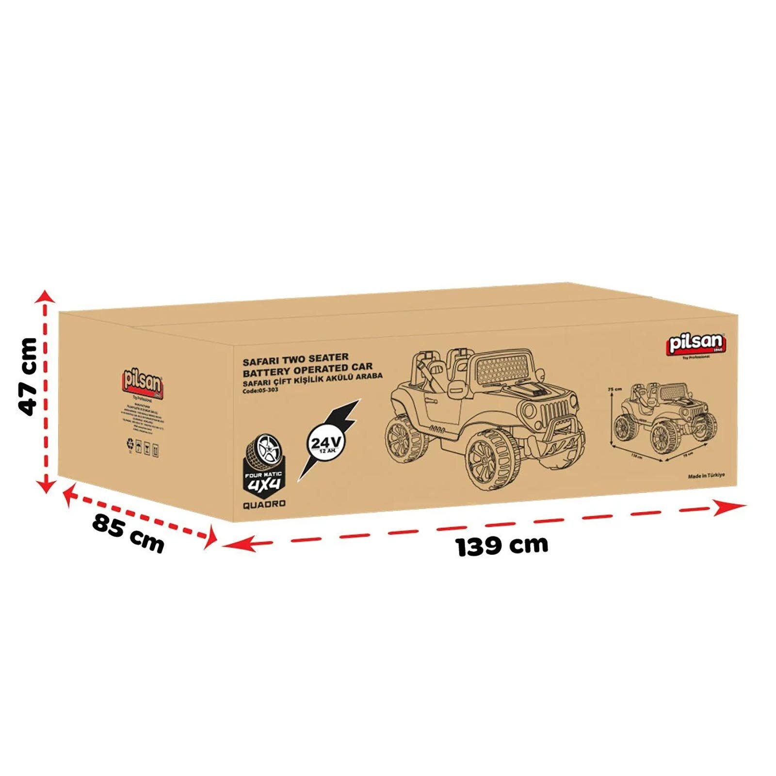 Safari 24v Çift Kişilik Akülü Araba Kumandalı 4x4