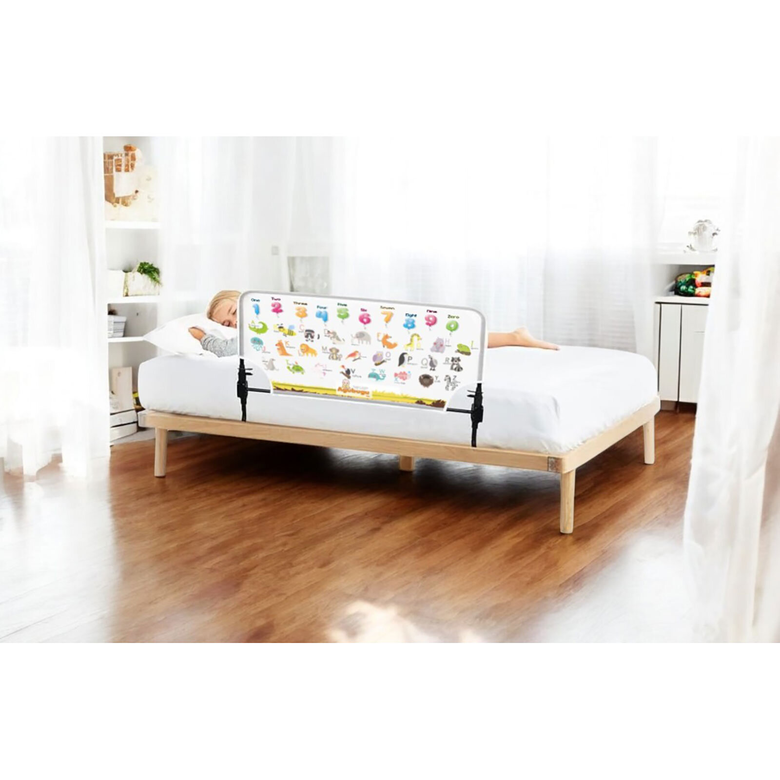 Sayılar ve Harfler İngilizce Öğretici Katlanabilir Yatak Bariyeri 90cm