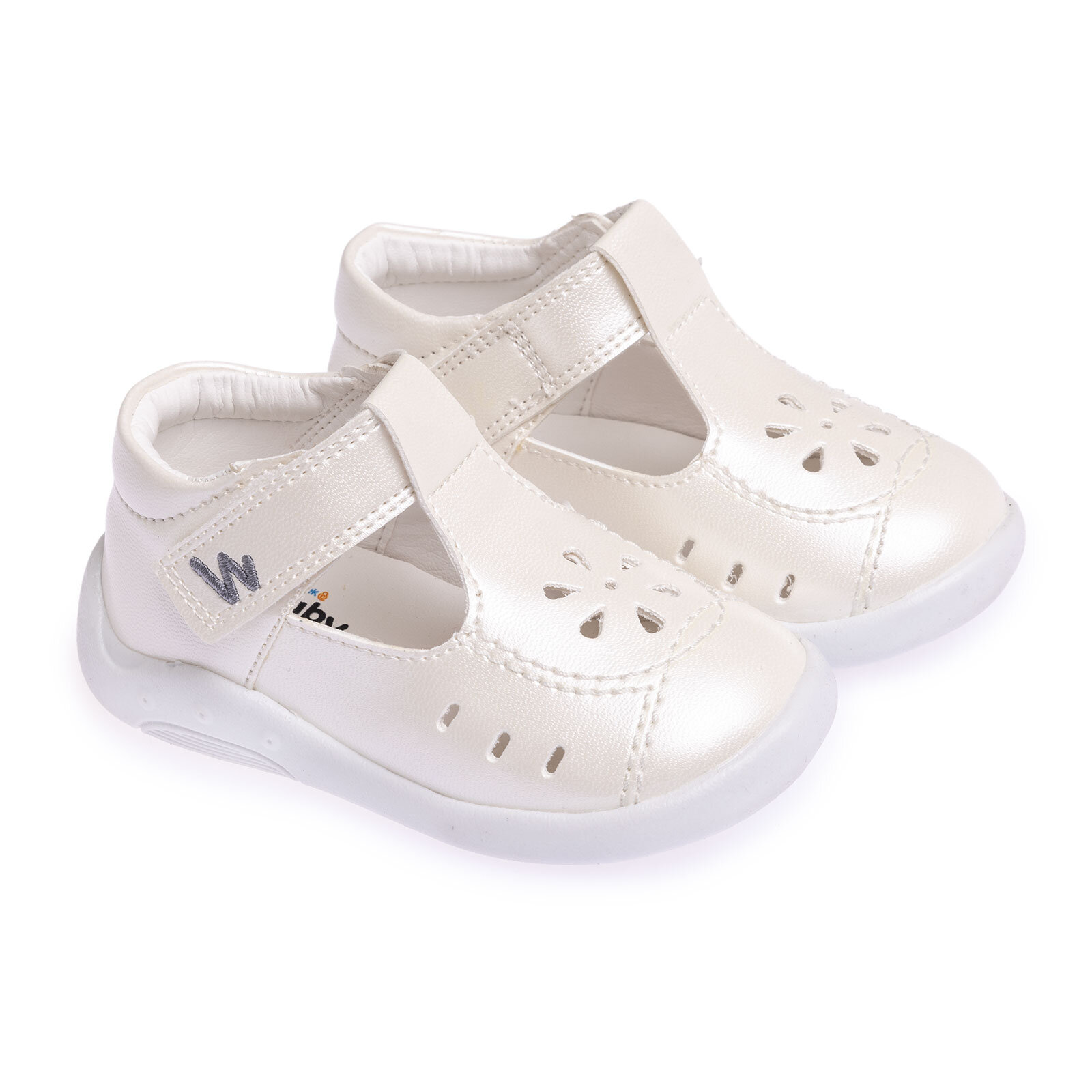 Sedefli Suni Deri Beyaz Sandalet Kız Bebek Sedefli Suni Deri Beyaz Sandalet Kız Bebek