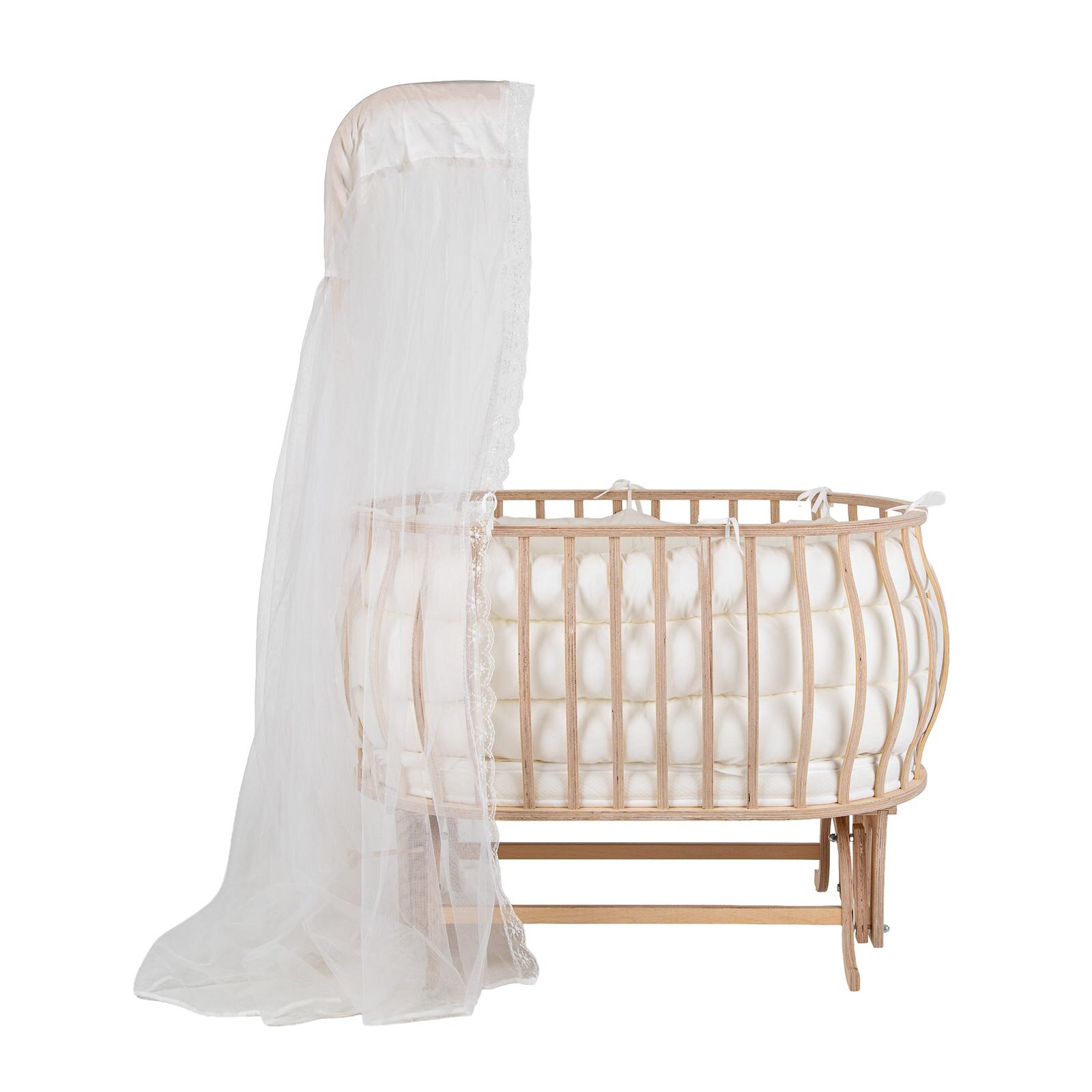 Sepet Beşik Doğal Ahşap Sallanabilir ve Terkerlekli