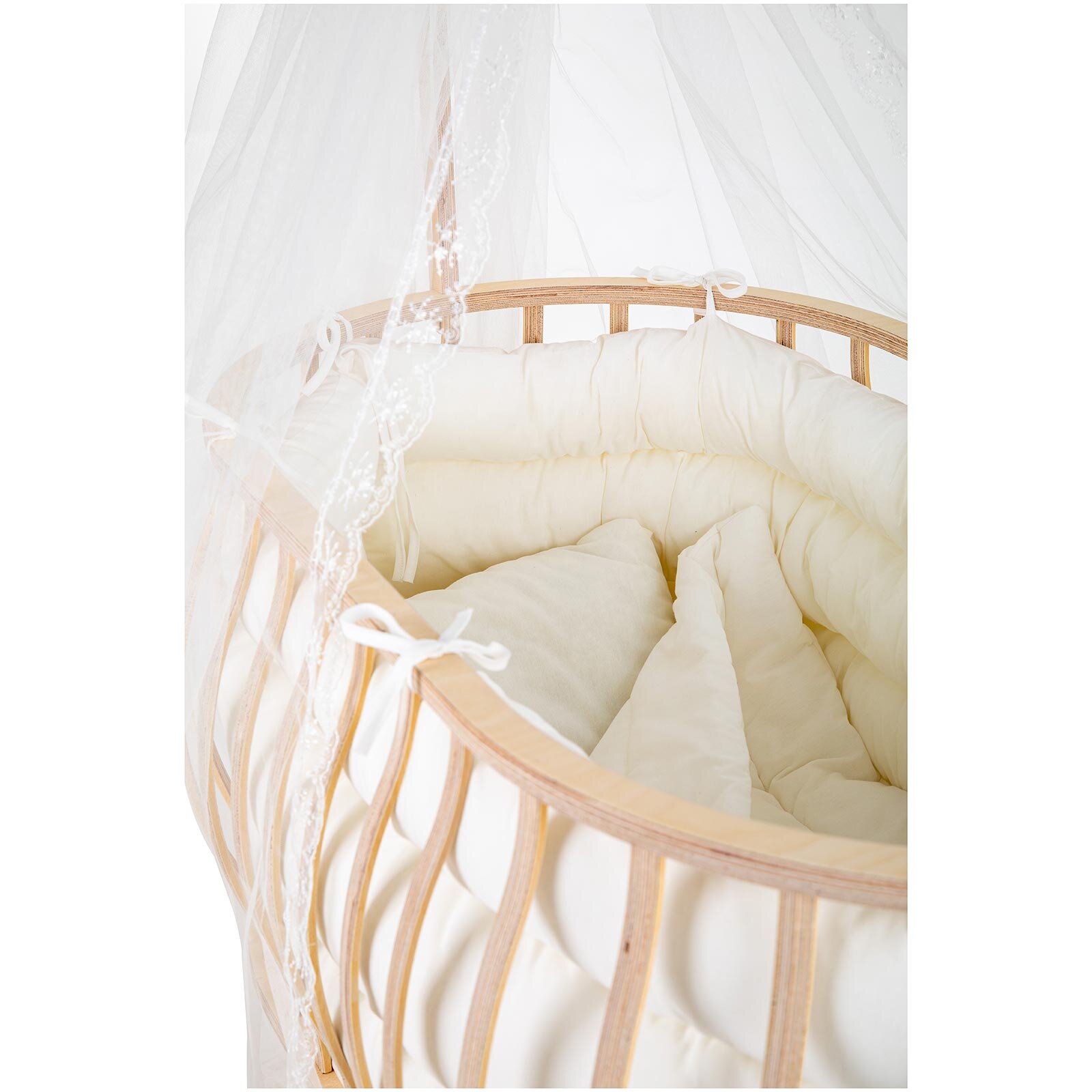 Sepet Beşik Doğal Ahşap Sallanabilir ve Terkerlekli