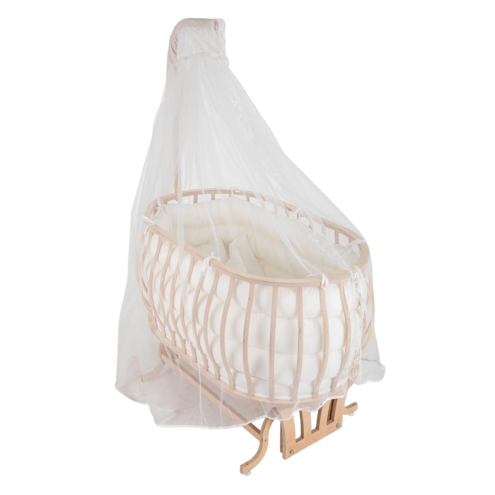 Sepet Beşik Doğal Ahşap Sallanabilir ve Terkerlekli